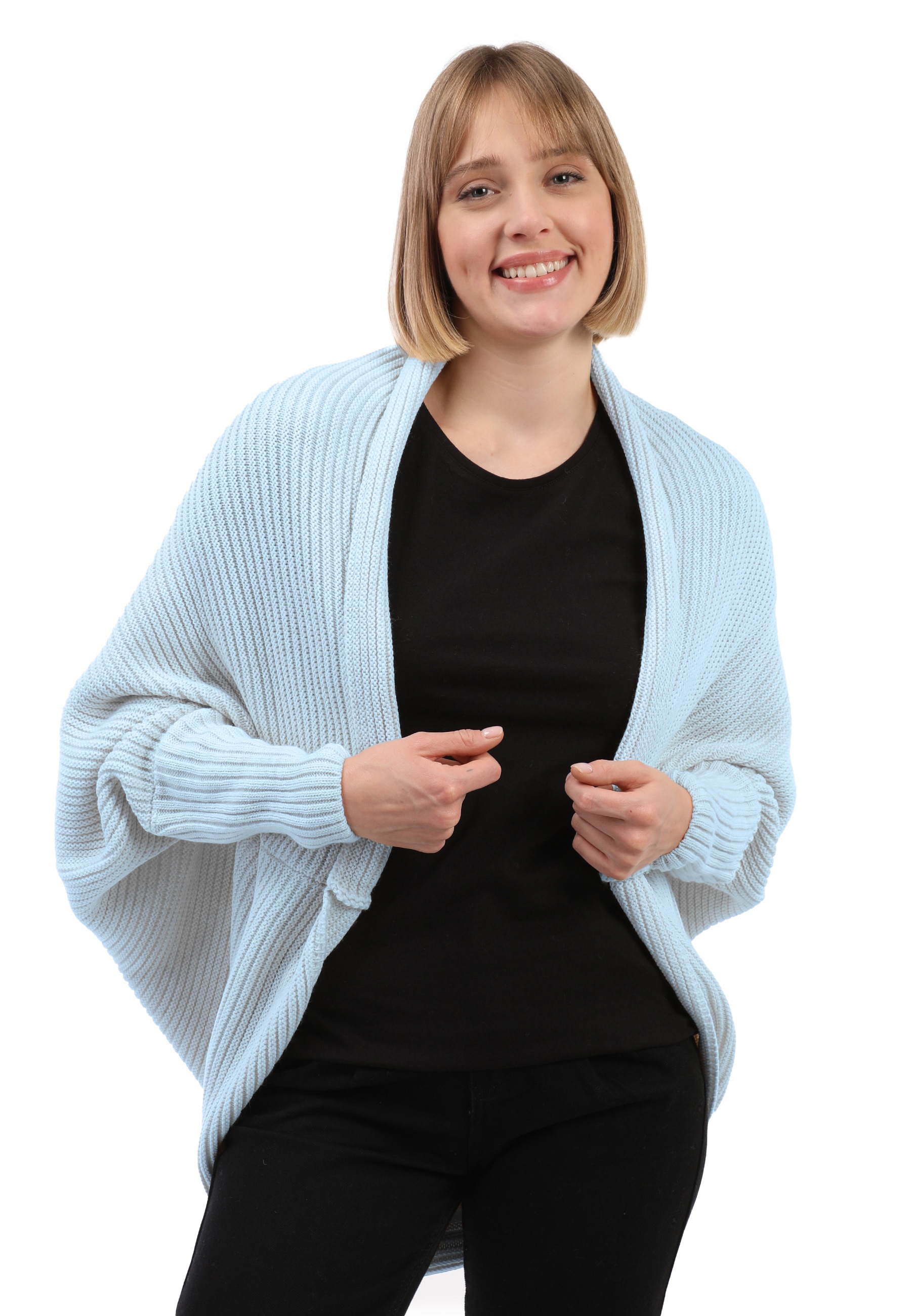 Felix Hardy "Langärmelige Strickjacke aus Wollmischung mit Fledermausärmeln"