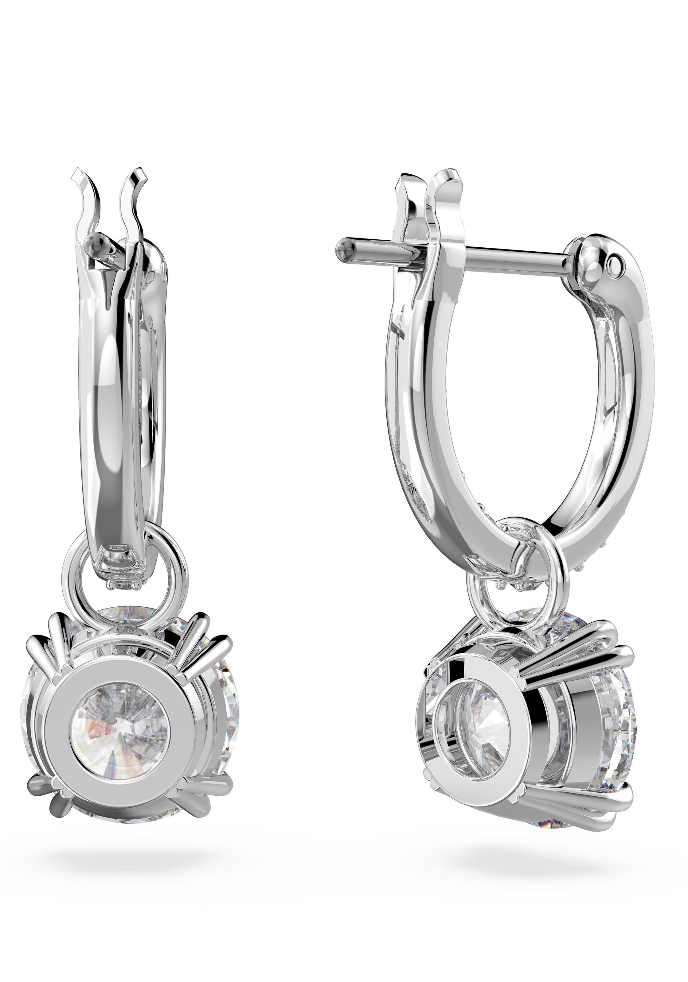 Paar Ohrhänger SWAROVSKI "Stilla Round", silber (metallfarben, kristallfarben, kristallfarben), Ohrringe, Damen, Metall, mit Swarovski Kristall - Einhänger abnehmbar 2