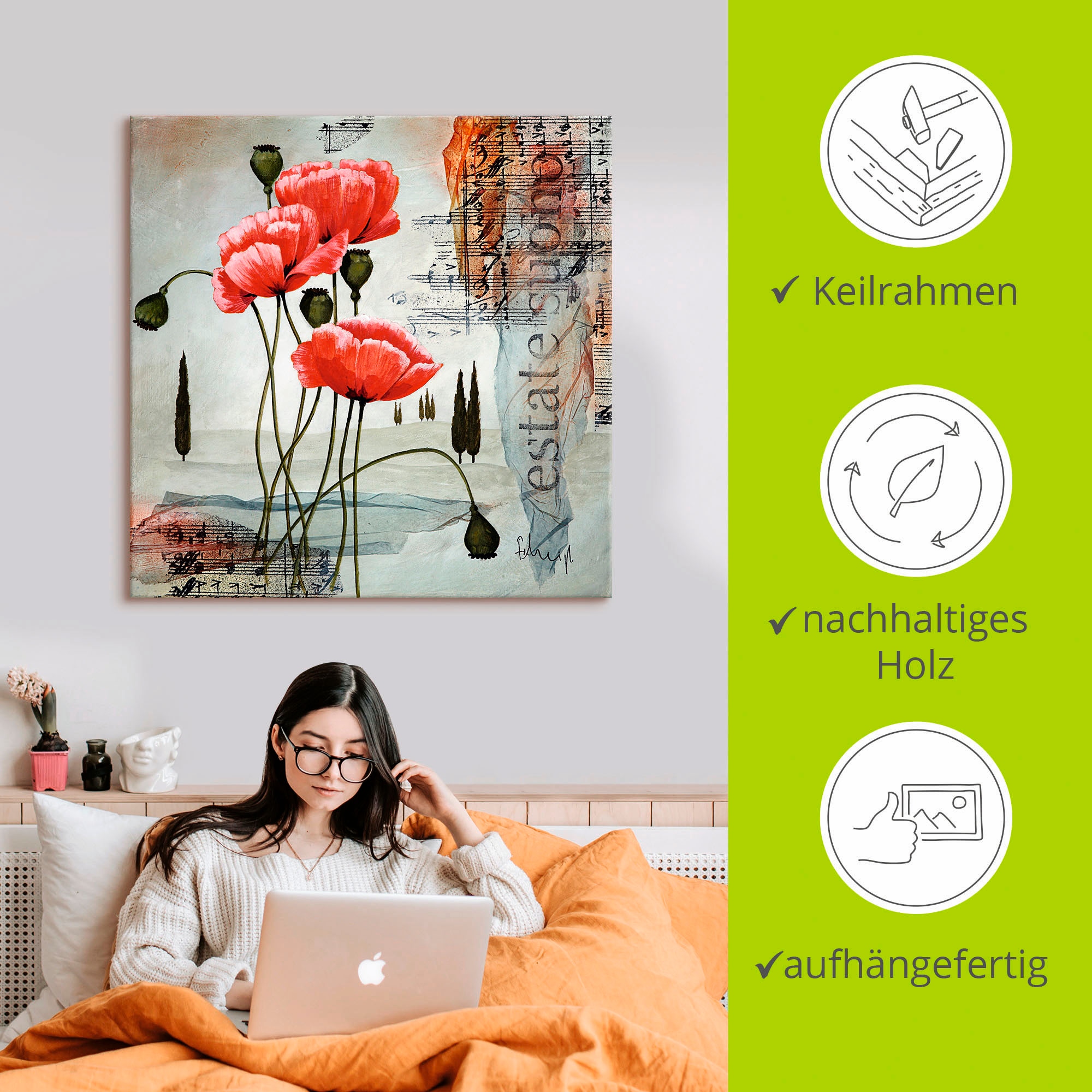 Artland Wandbild »Klatschmohn«, Blumen, (1 St.), als Leinwandbild, Poster, Wandaufkleber in verschied. Größen