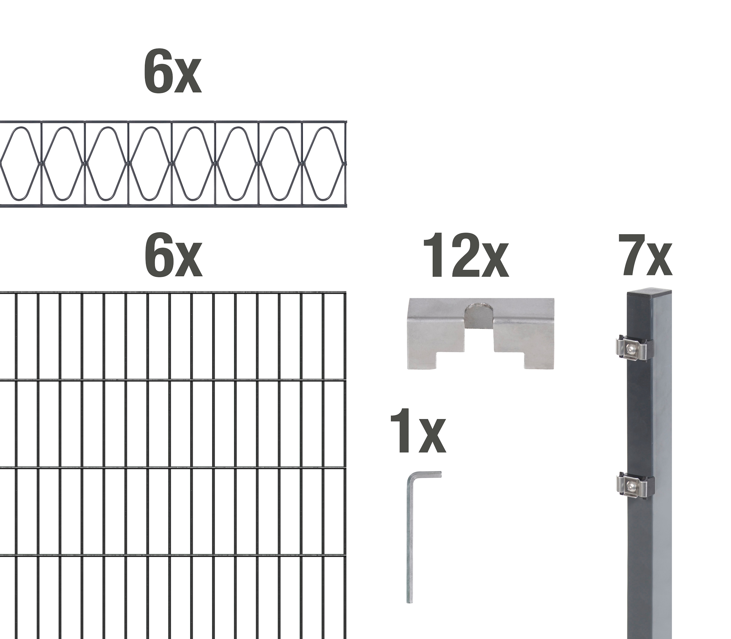 Alberts Doppelstabmattenzaun "Eleganz", anthrazit, Höhe: 100-160cm, Gesamtlänge: 10-20m, zum Einbetonieren