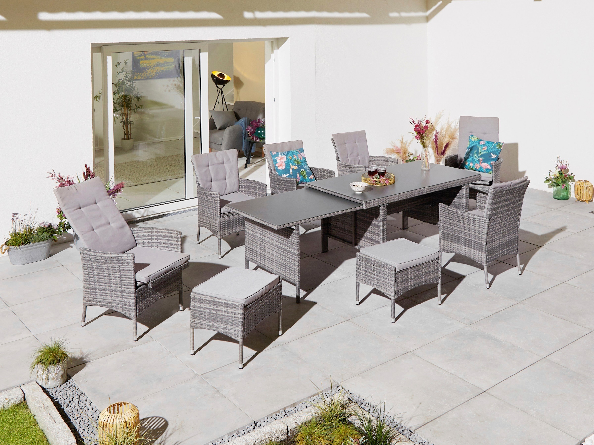 KONIFERA Garten-Essgruppe "Parla" Set, 6xSessel, 1x AZ-Tisch 150-242,5cm,2x günstig online kaufen