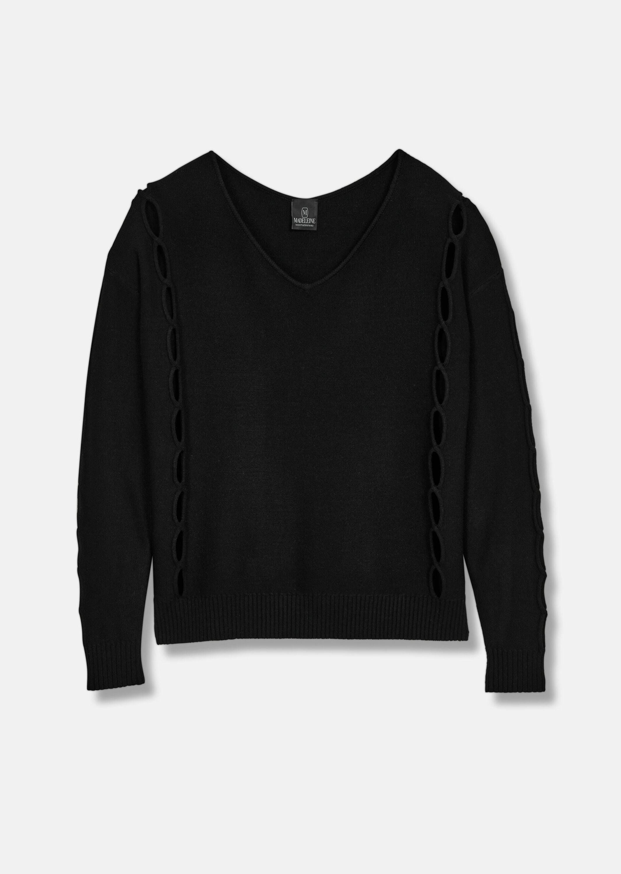 MADELEINE Longpullover "Pullover Strickpullover mit Cut-Outs und V-Ausschni günstig online kaufen