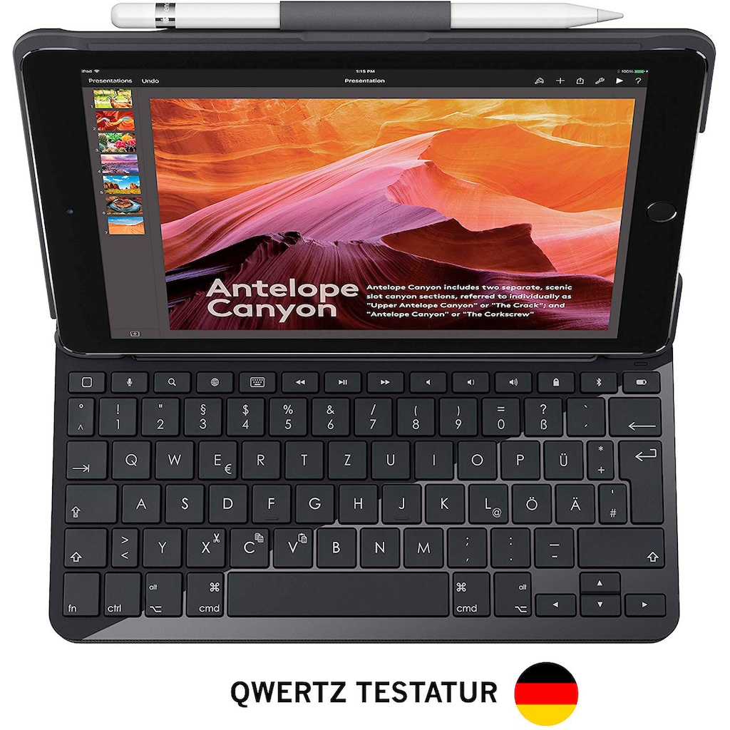 Logitech Tablet-Hülle »Slim Combo with detachable BT Keyboard for iPad, Graphite - DE-Layout«, iPad