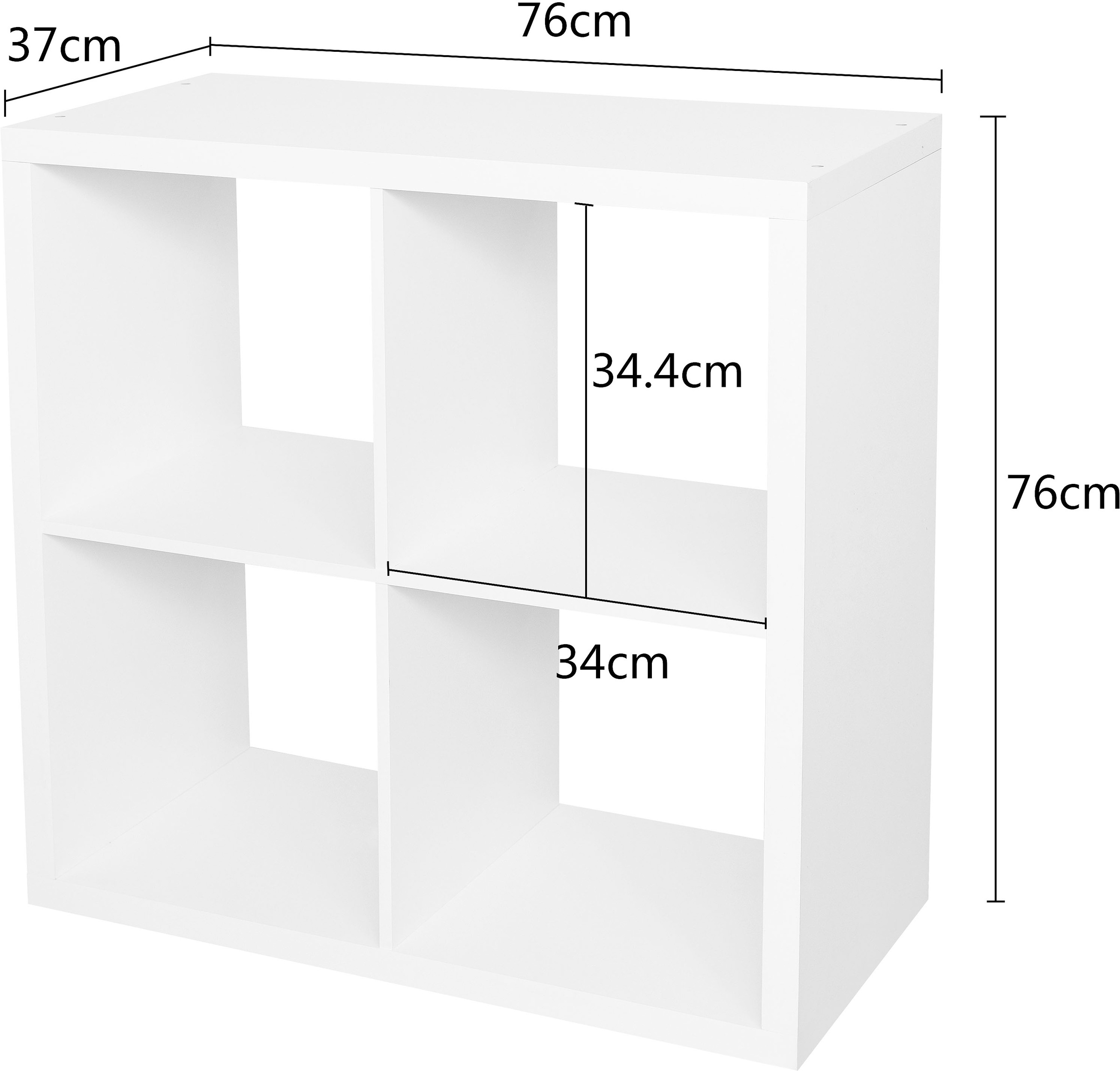 OTTO home Bücherregal »IZOLA, Raumteiler, Aktenregal, Würfelregal,« mit 6 oder 8 Fächern, quer und hochkant stellbar, (B/T) 76x37 cm