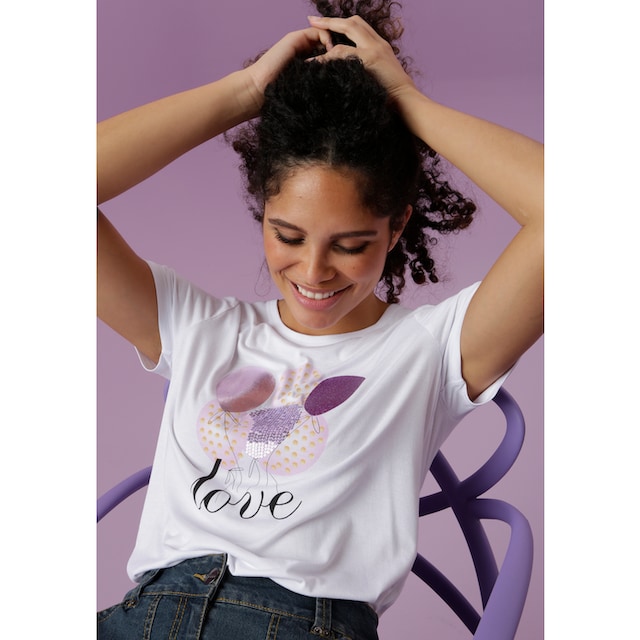 Aniston CASUAL T-Shirt, mit Luftballons bedruckt, teilweise mit Pailletten  und Glitzerdruck für bestellen | BAUR