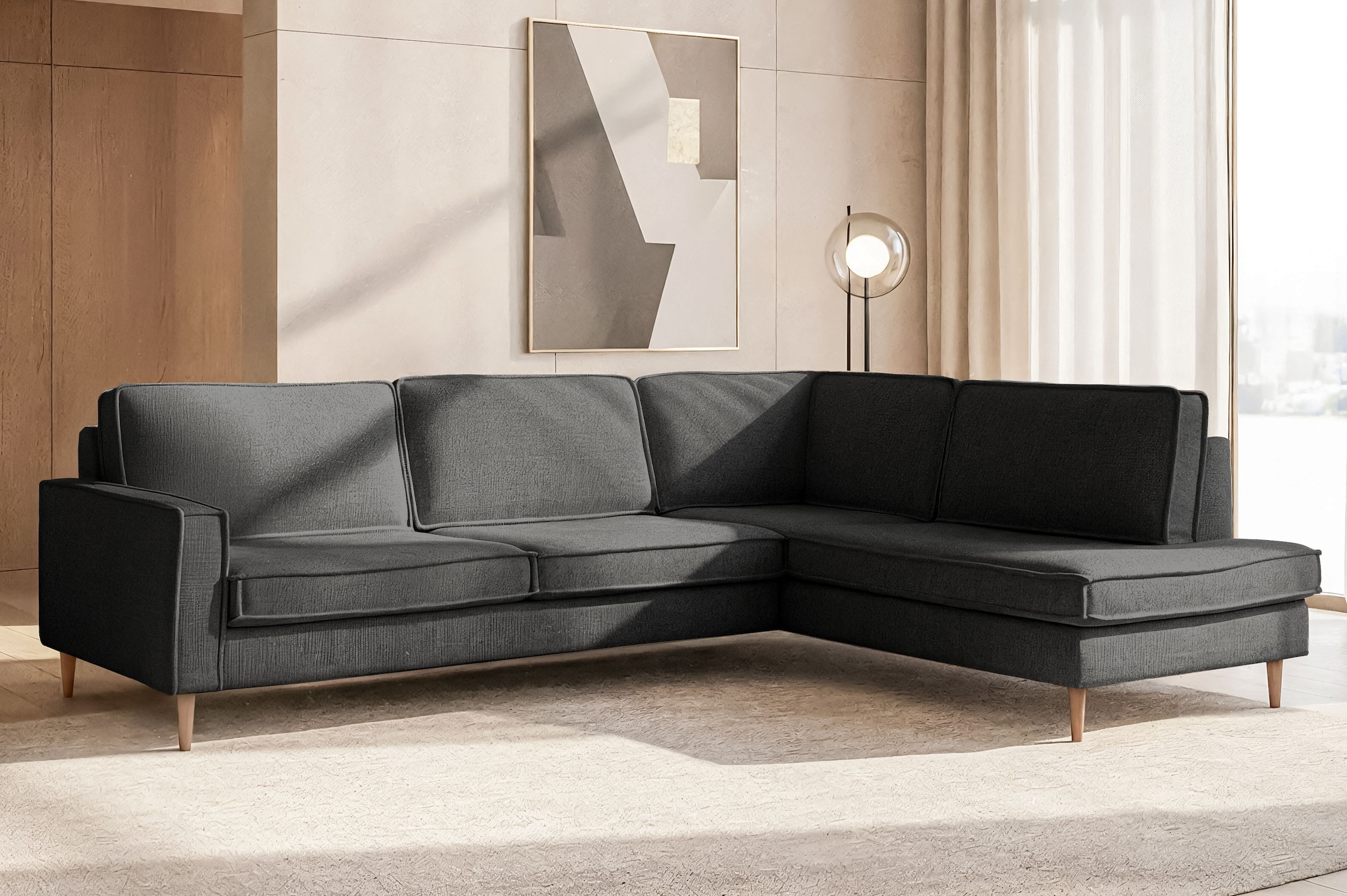 Home affaire Ecksofa "Pinto Skandi, 290 cm, Chenille, Struktur, Ottomane li günstig online kaufen