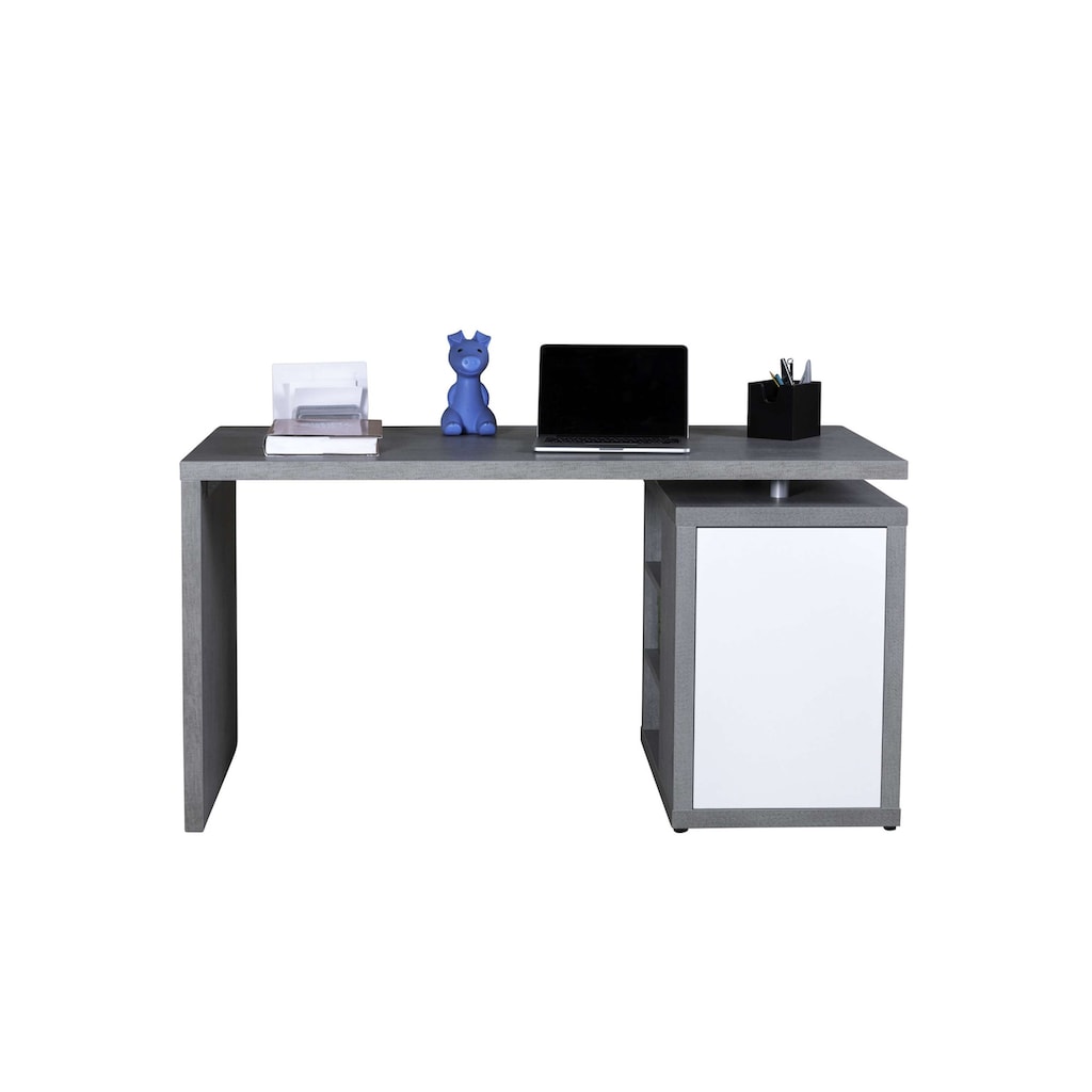 Composad Schreibtisch »PRATICO, 4 cm Plattenstärke, 1 Tür & 3 offene Seitenfächer«