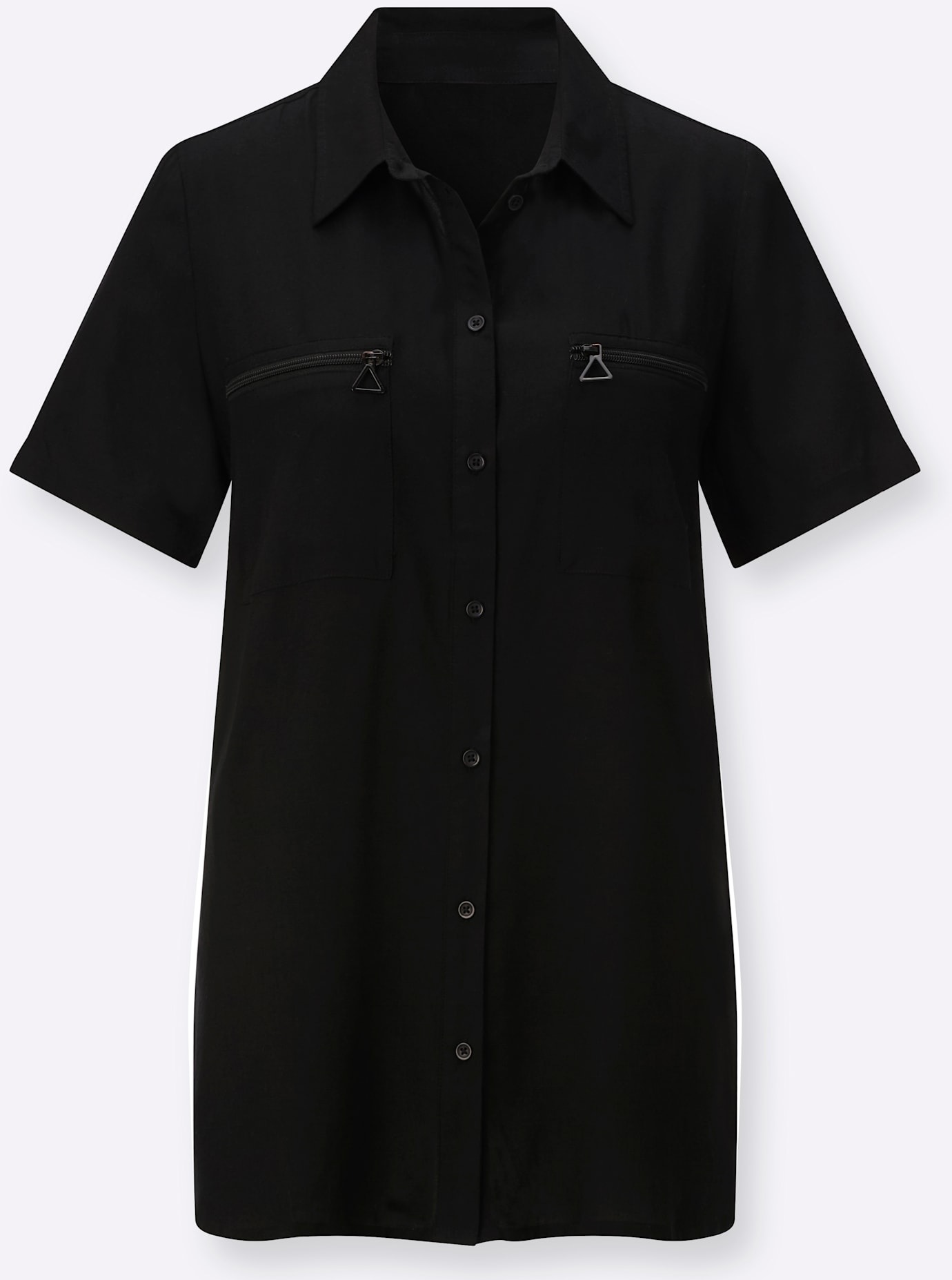 Longbluse INSPIRATIONEN, Damen, Gr. 48, schwarz, 100% Viskose, unifarben, Blusen Longbluse 2