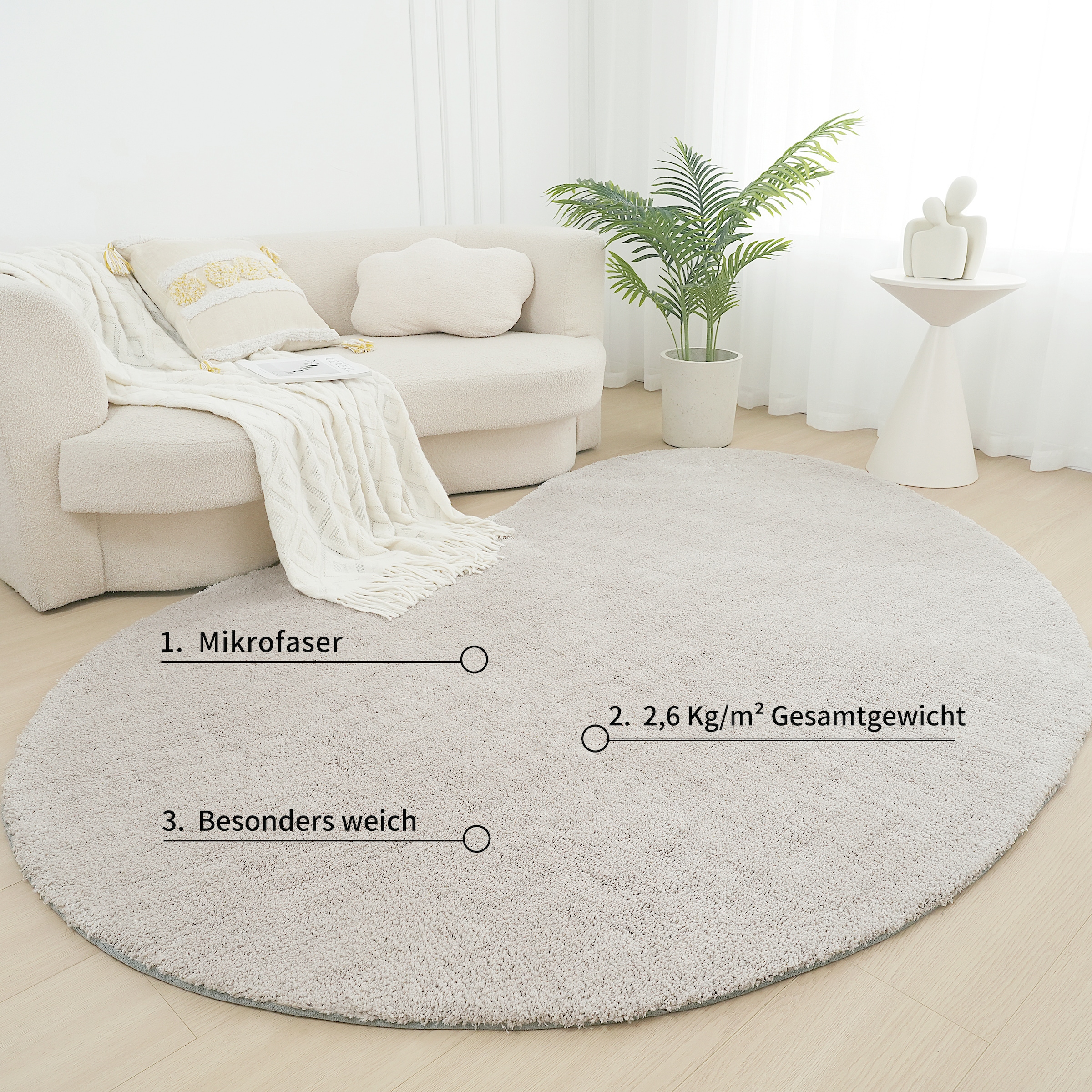 LeGer Home by Lena Gercke Hochflor-Teppich »Halrum, einfarbig,«, organische Form