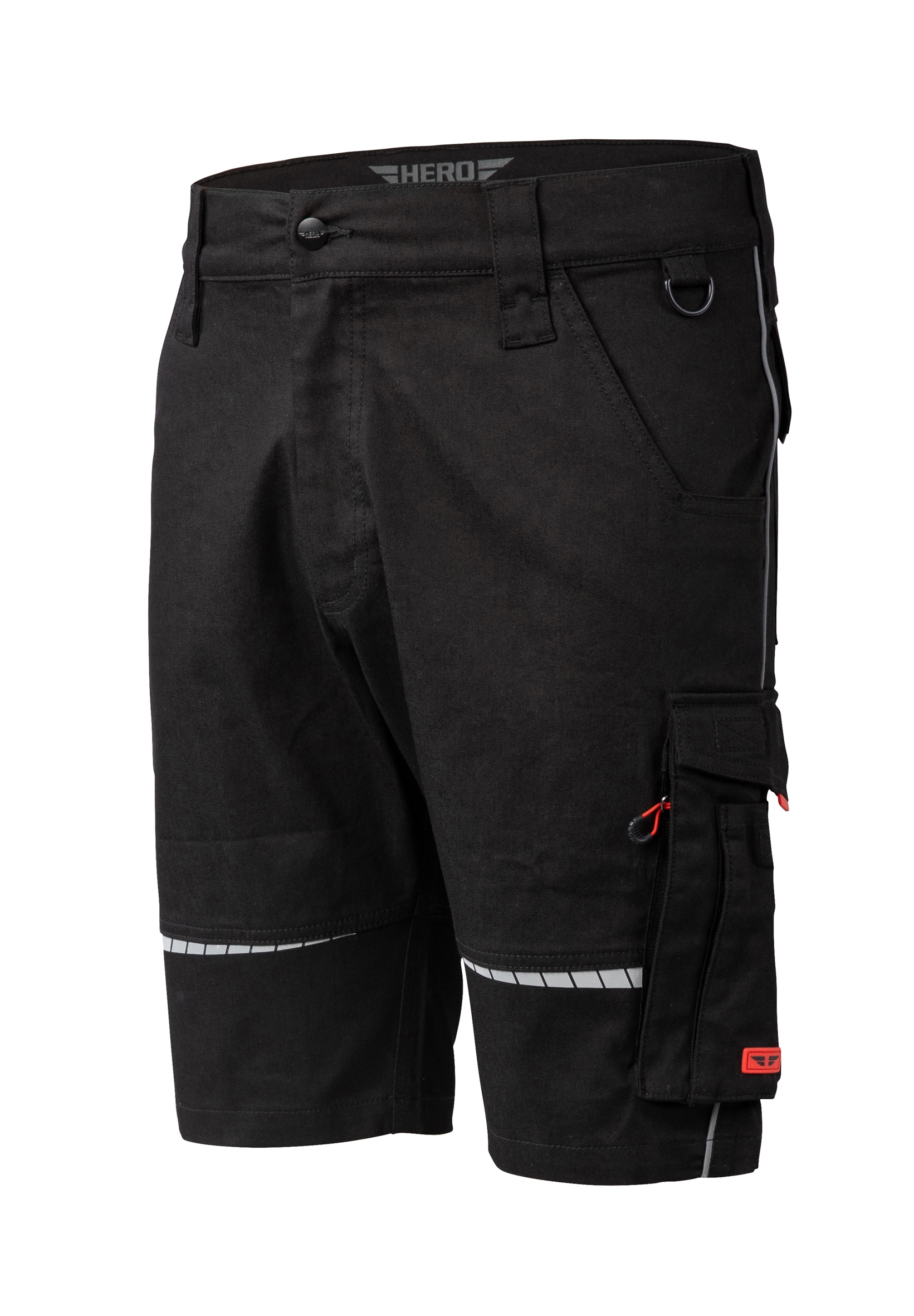 Herren Arbeitsshorts "AKRON Flex Workwear Arbeits-Cargoshorts", schwarz, Gr. 54, HERO BY JOHN MEDOOX, Sweatware, 55% Baumwolle, 42% Polyester, 3%
