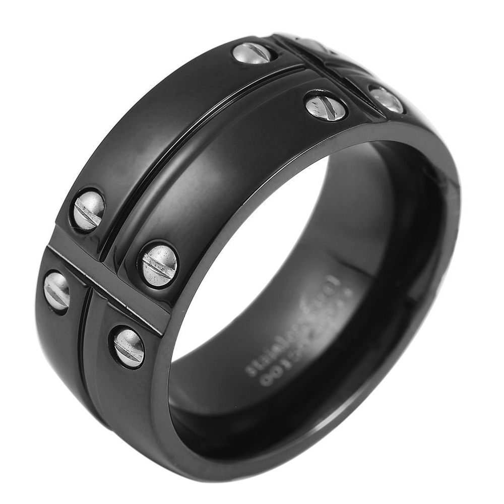 Fingerring ADELIA´S "Herren Ring aus Edelstahl" Gr. 64, schwarz, Fingerringe, Herren, 64, Edelstahl, Fingerring 8