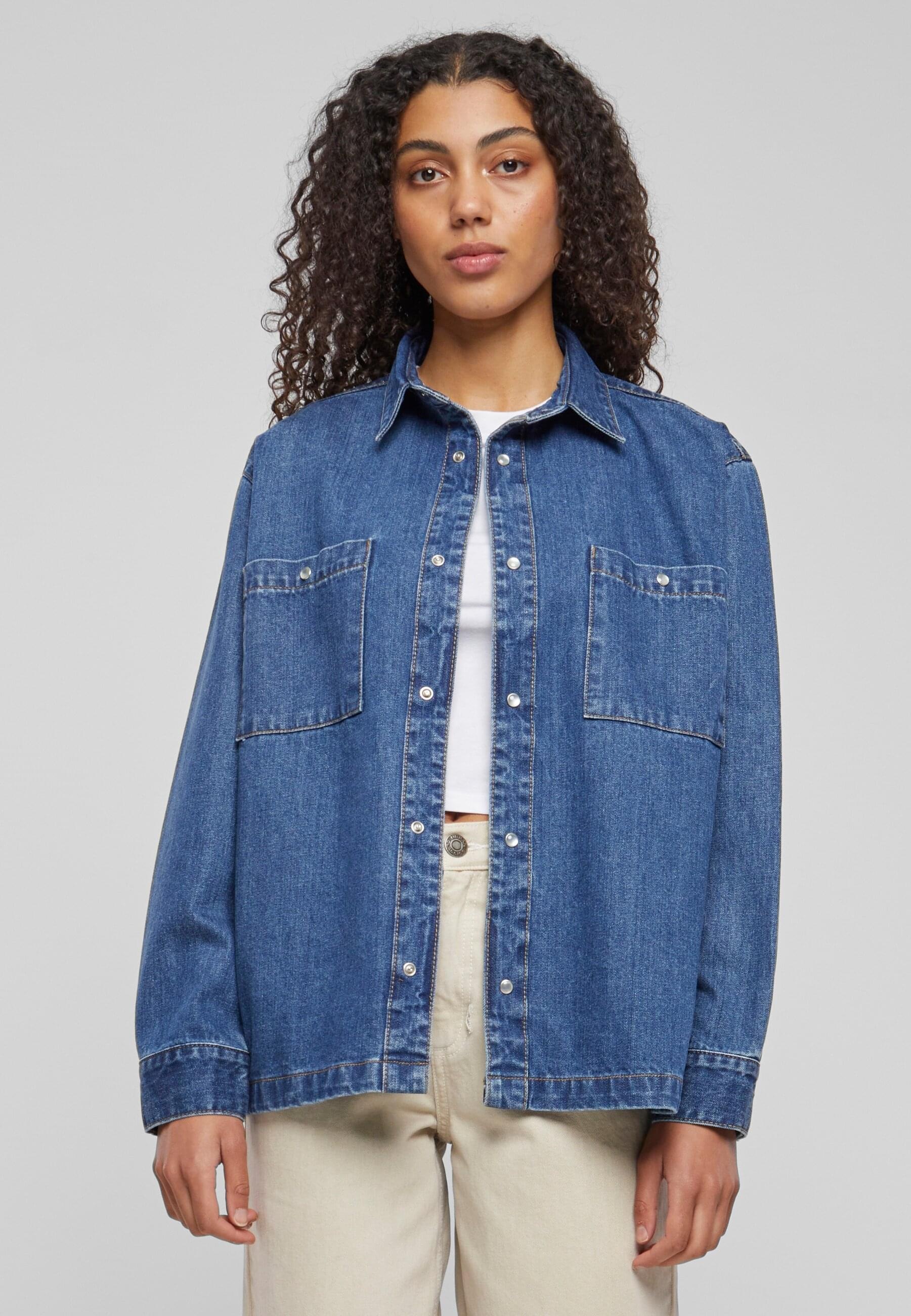 URBAN CLASSICS Langarmhemd »Urban Classics Damen Ladies Oversized Denim Shirt«