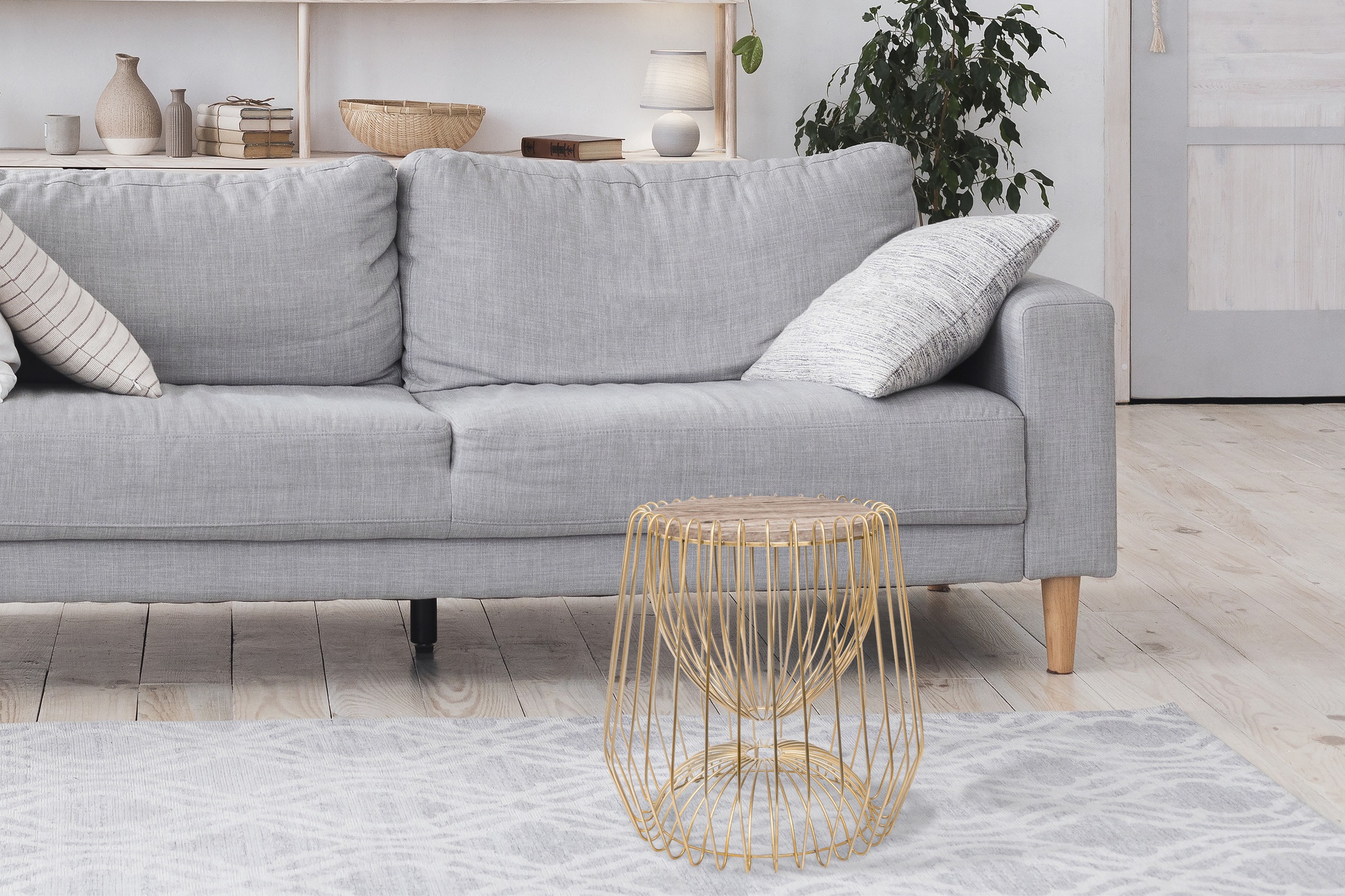 Kayoom Beistelltisch »Malibu 225, Beistelltisch mit edler Marmorplatte«, (1 St.), ø-Marmorplatte: 33,5 cm, angesagtes Metalldesign, pflegeleicht