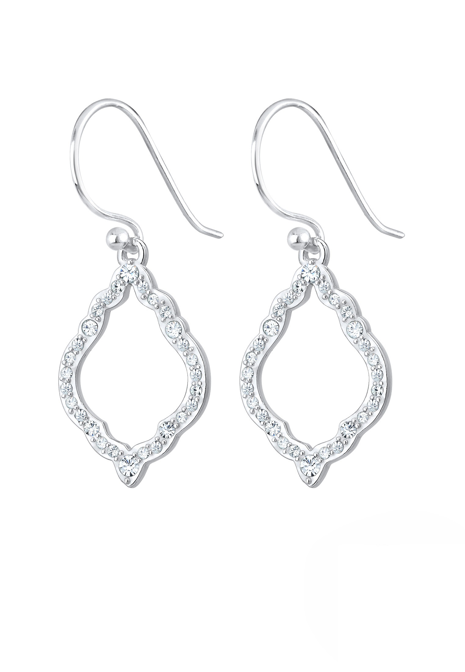 Elli Paar Ohrhänger »Ohrhänger lang Ornament Glas Kristalle Weiß 925 Sterling Silber«