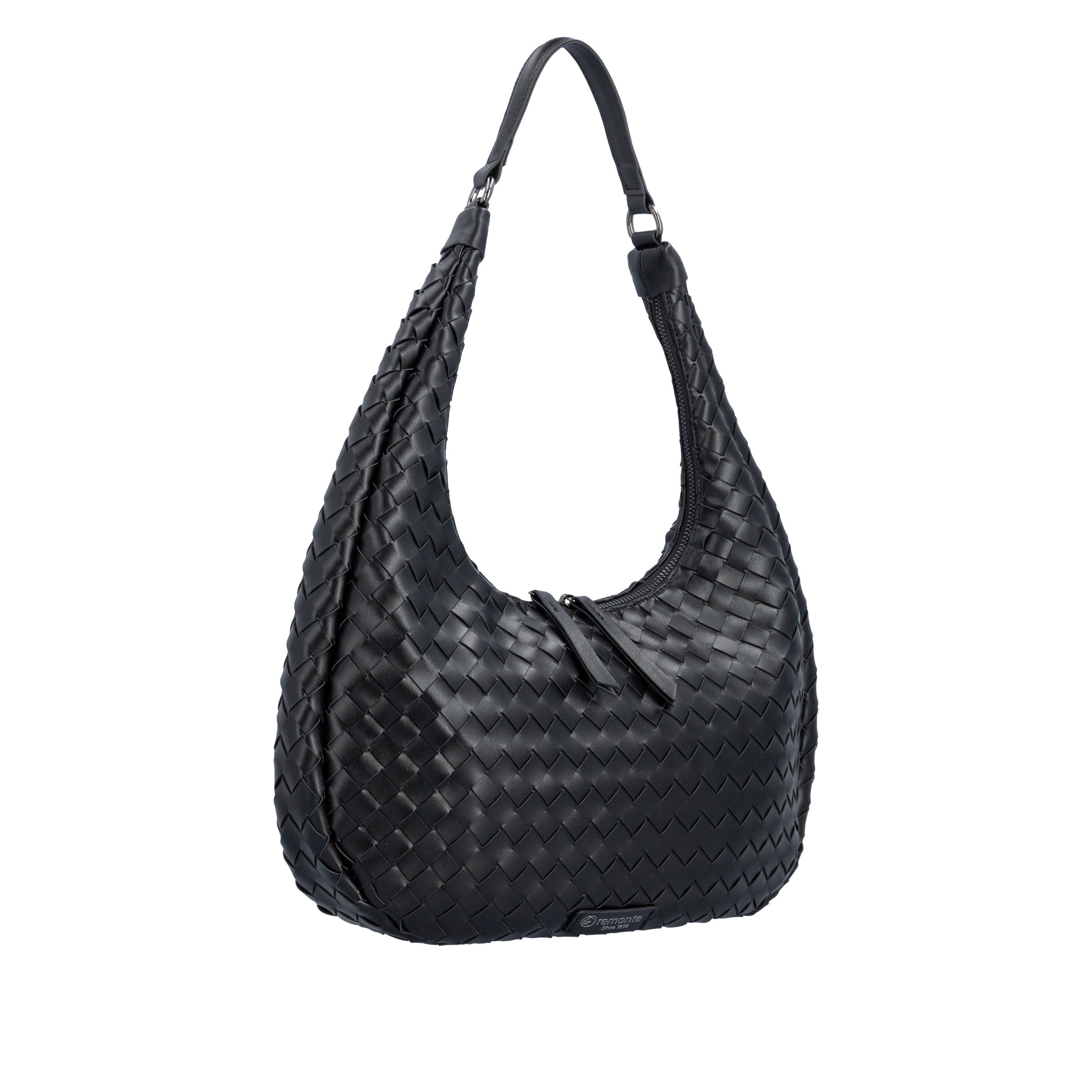 Hobo REMONTE, Herren, Gr. B/H/T: 37cm x 23cm x 6cm, schwarz, Lederimitat, unifarben, Taschen Hobo, Beuteltasche, Handtasche in Flecht-Optik, mit kurzem Umhängeriemen 2
