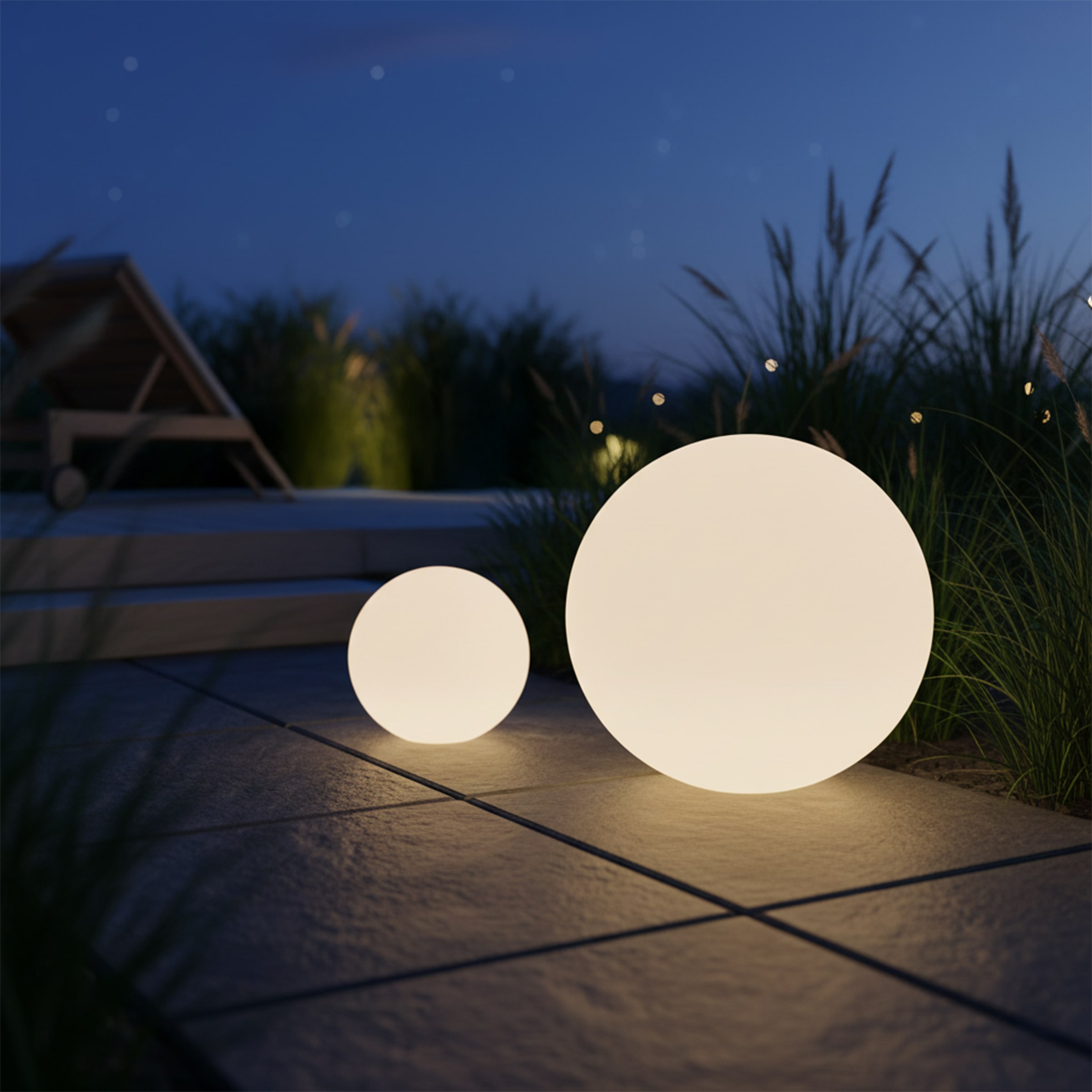 OTTO home LED Solarleuchte »LED-Solar Kugel ILLORA, 2er-Set, Ø 15cm & 20cm, RGB + Warmweiss« LED-Modul 2 Stk. RGB | Warmweiß mit Erdspieß