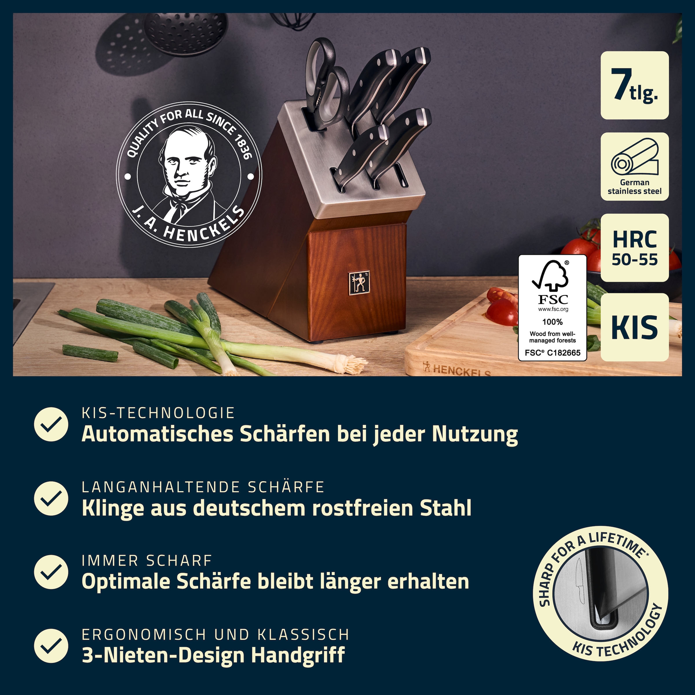 HENCKELS by ZWILLING Messerblock »Everyday« 7 Selbstschärfender Messerblock, Keramik-Schleifsteine, Vielzweckschere