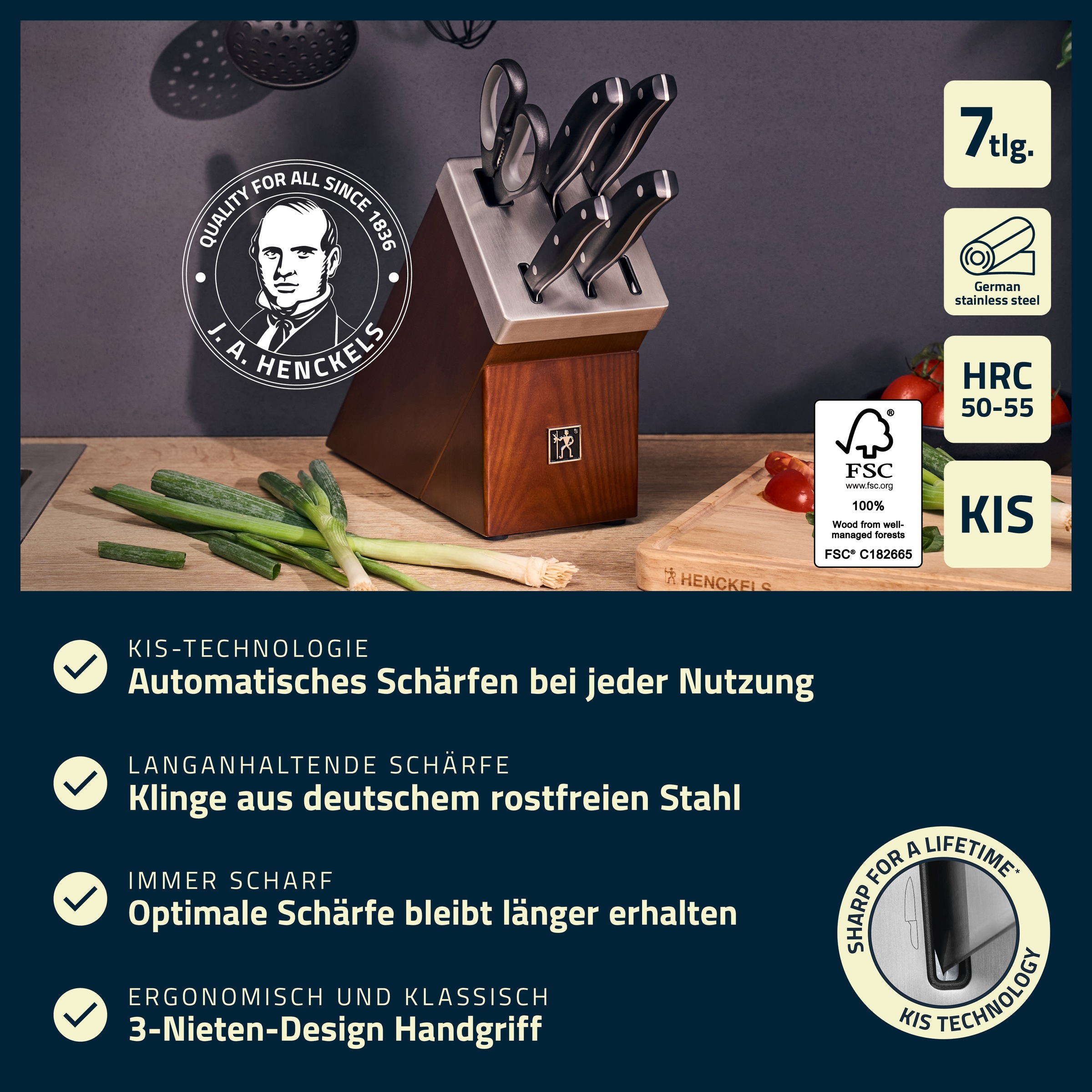 HENCKELS by ZWILLING Messerblock "Everyday" 7 Selbstschärfender Messerblock, Keramik-Schleifsteine, Vielzweckschere