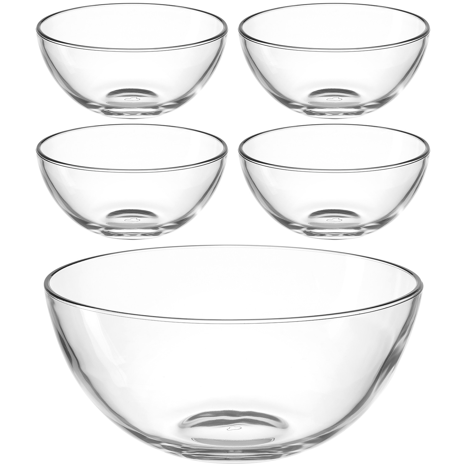 LEONARDO Schale »Schalen-Set CUCINA, 5er Set, 4x Ø 10 cm & 1x Ø 21,5 cm«, 5 tlg., aus Glas,...