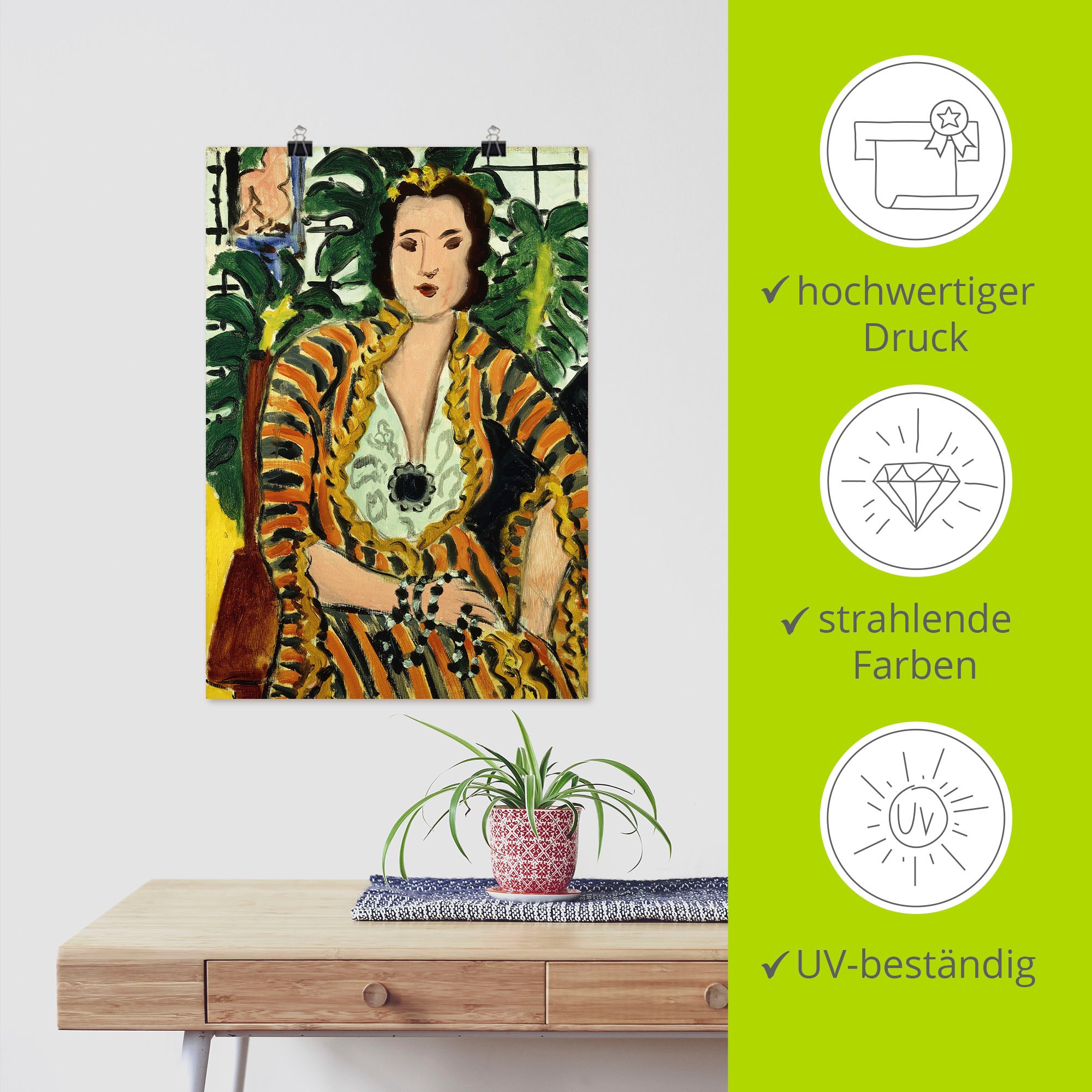 Artland Wandbild »Dame mit blauem Schmuckstück. 1937« Bilder von Frauen 1 Stk. tlg. als Alubild, Leinwandbild, Poster, Wandaufkleber in verschied. Größen