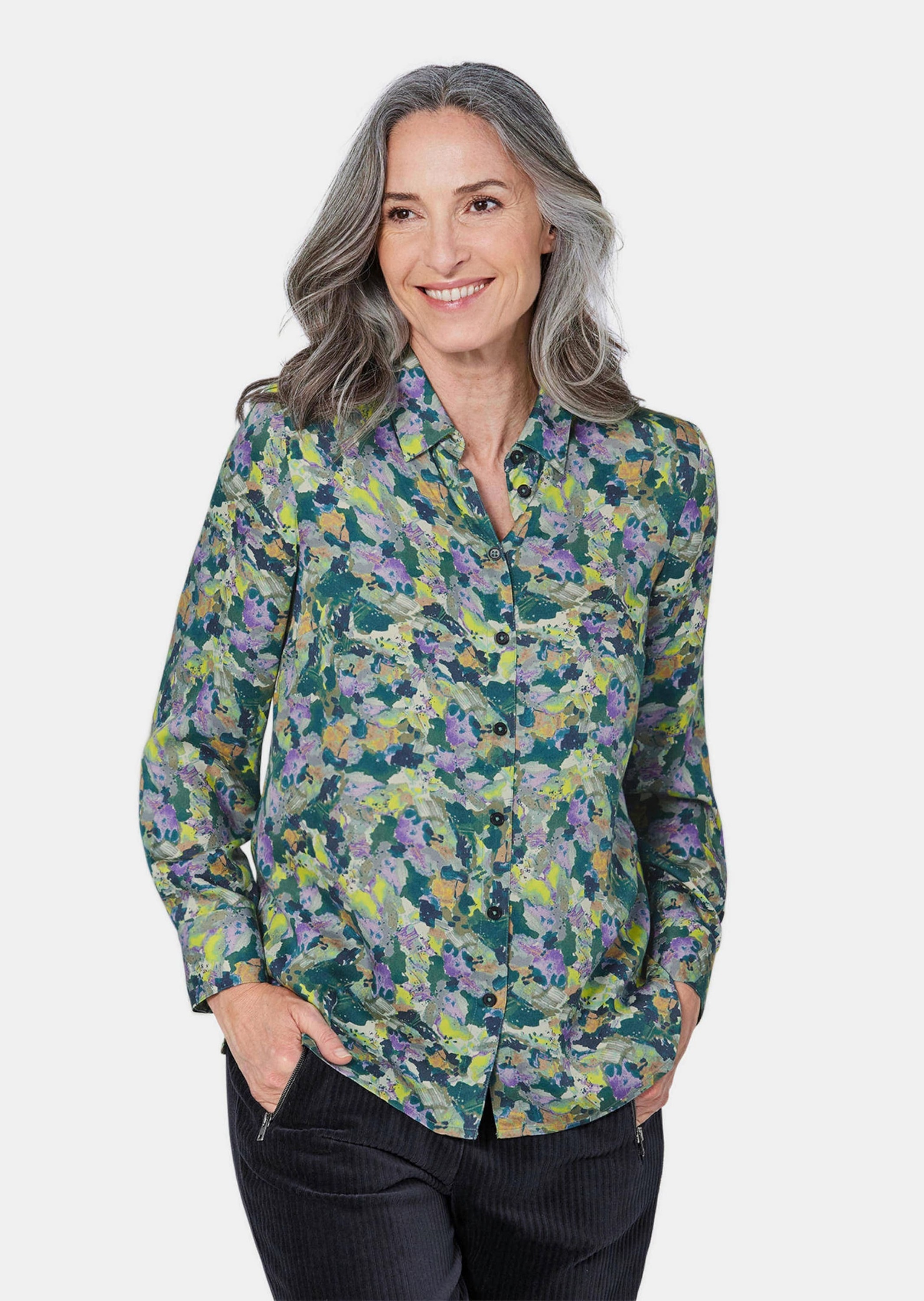 GOLDNER Hemdbluse "Kurzgröße Hemdbluse mit Druck" keine/nicht Relevant günstig online kaufen