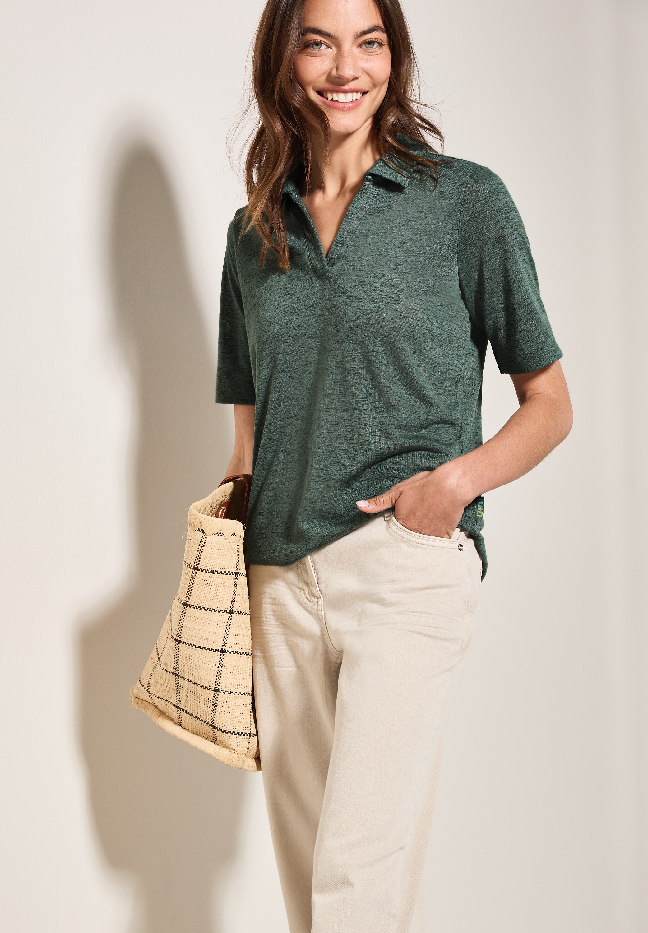 Cecil Poloshirt, in Leinen-Optik