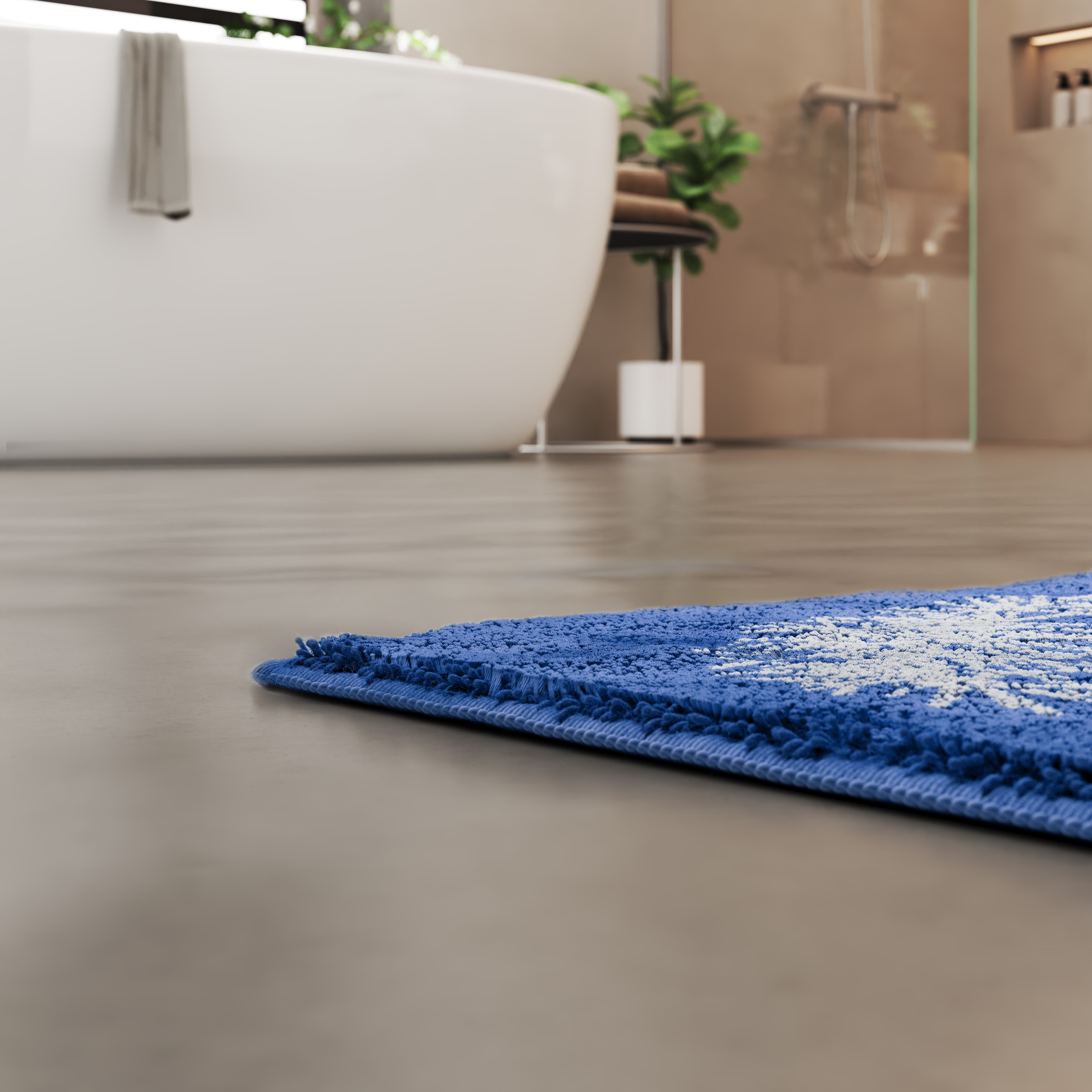 Grund Badematte »Pusteblume, Badvorleger, Badezimmer Teppich, sehr weich«, rutschhemmend beschichtet, schnell trocknend-fußbodenheizungsgeeignet, weiche Haptik, auch als 2-teiliges Set erhältlich, Made in Europe