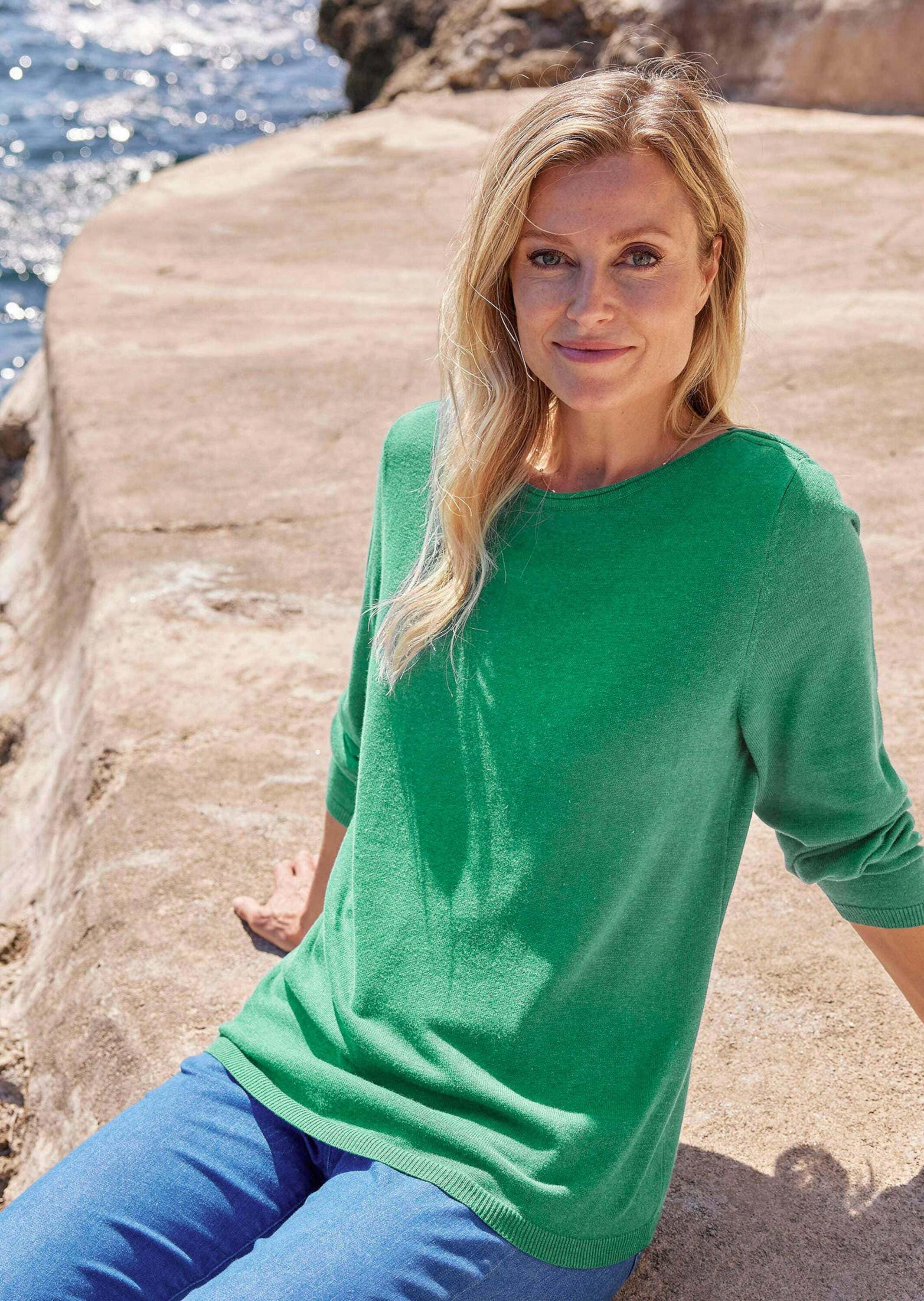 GOLDNER Strickpullover »Kurzgröße Pullover mit U-Boot-Ausschnitt aus Baumwoll-Viskose-Mix« keine/nicht relevant