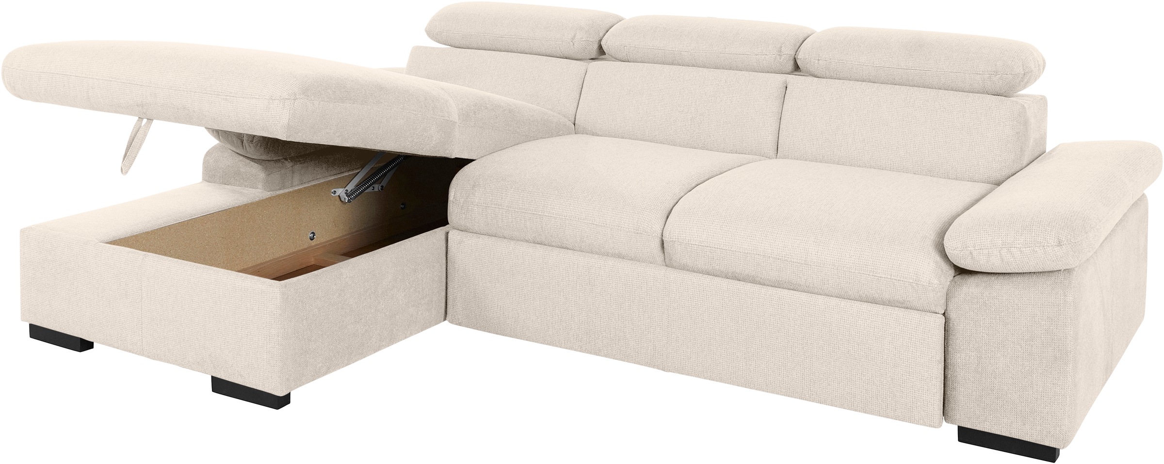 COTTA Ecksofa »Lola L-Form«, (Set, mit Hocker), mit Hocker & Kopfteilfunktion, wahlw. Bett- und Armteilfunktion