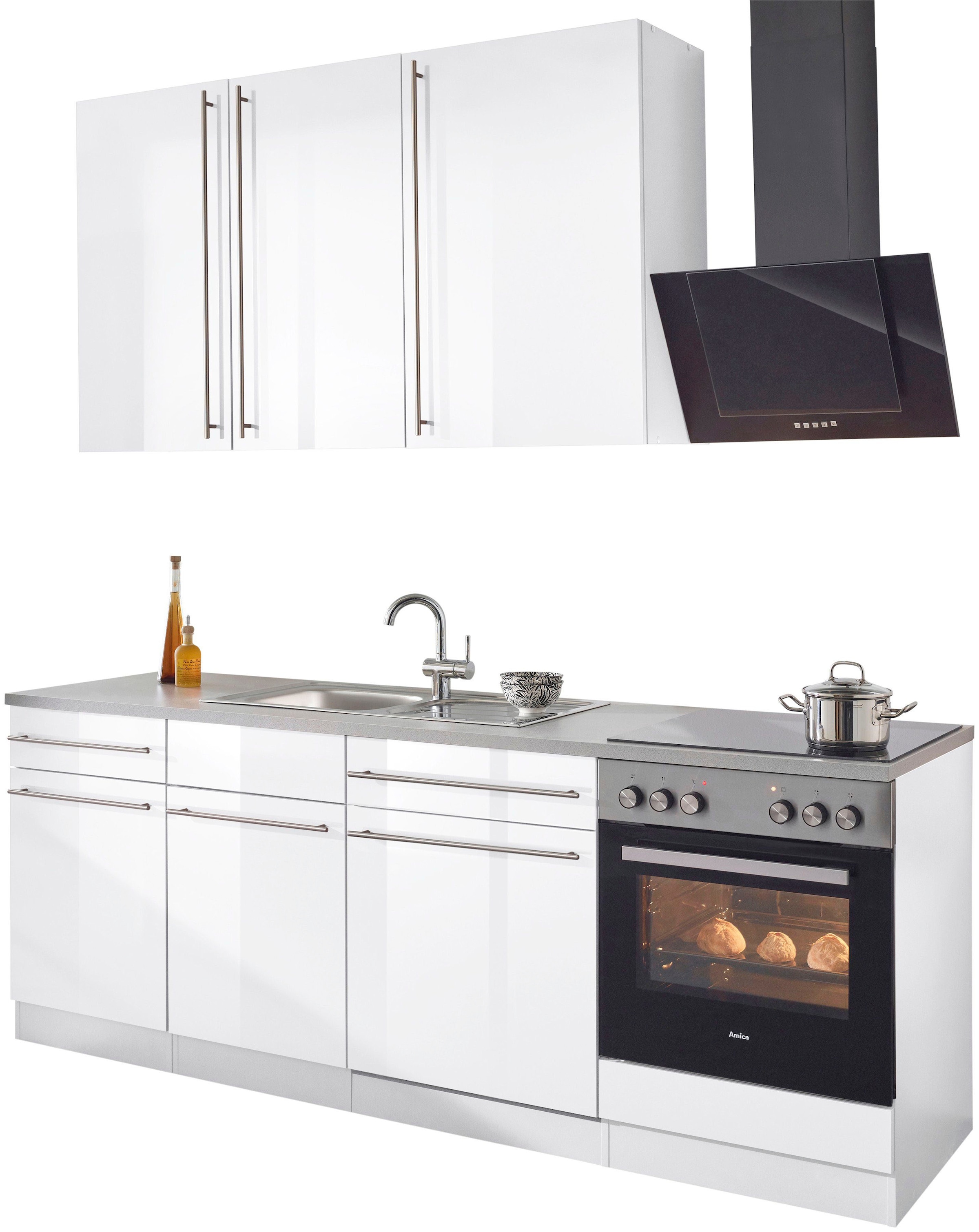 wiho Küchen Küchenzeile "Chicago, TOPSELLER" ohne E-Geräte, Breite 220 cm günstig online kaufen