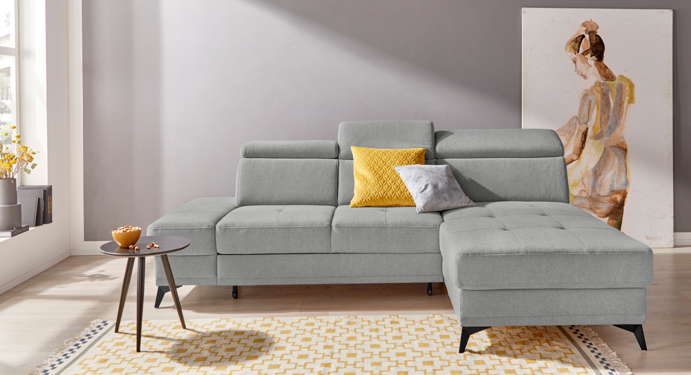 Home affaire Ecksofa "Cardiz L-Form" inkl.Kopfteilverstellung und Federkern günstig online kaufen