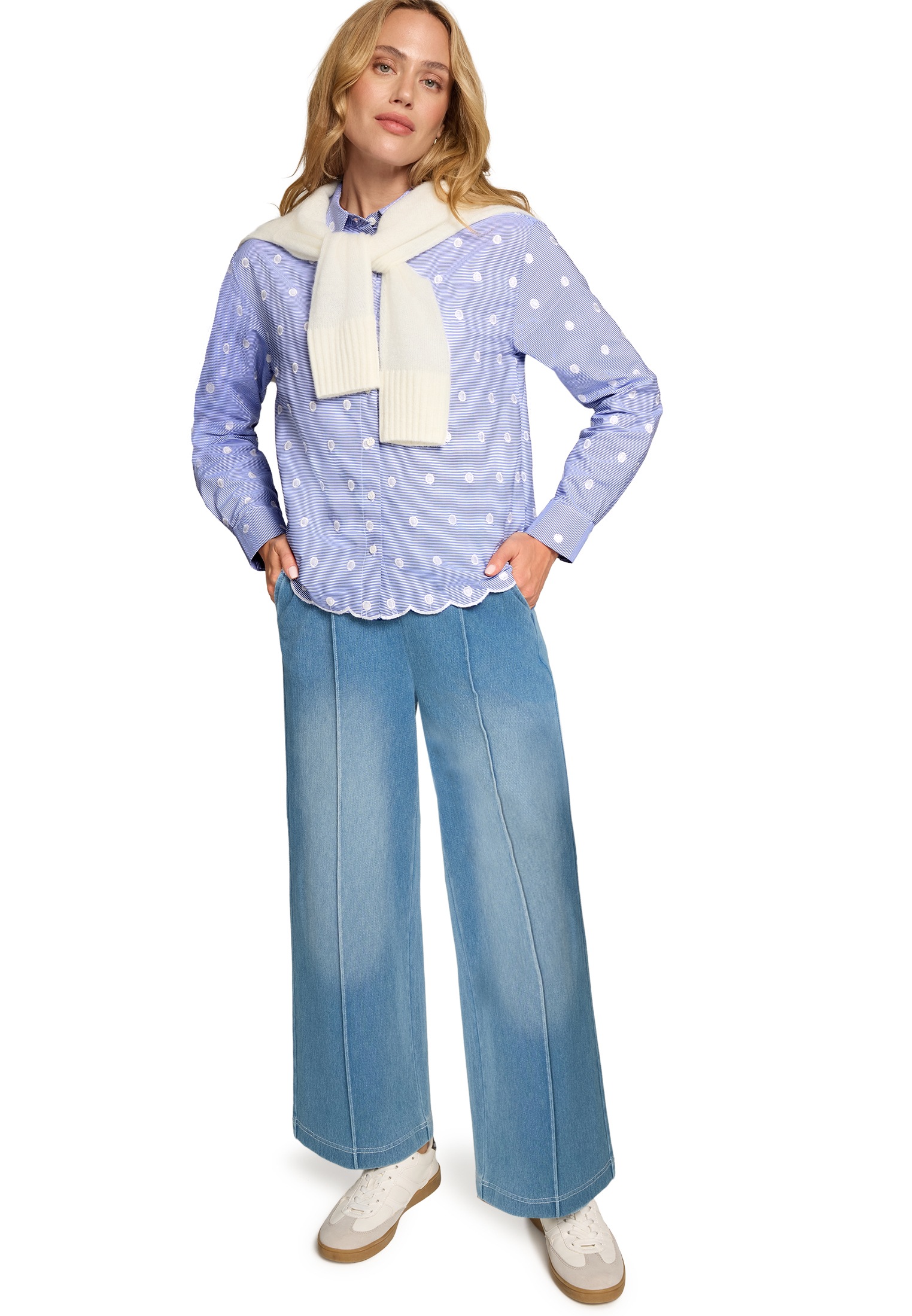 Zero Klassische Bluse »Damen mit Streifen und Stickerei«