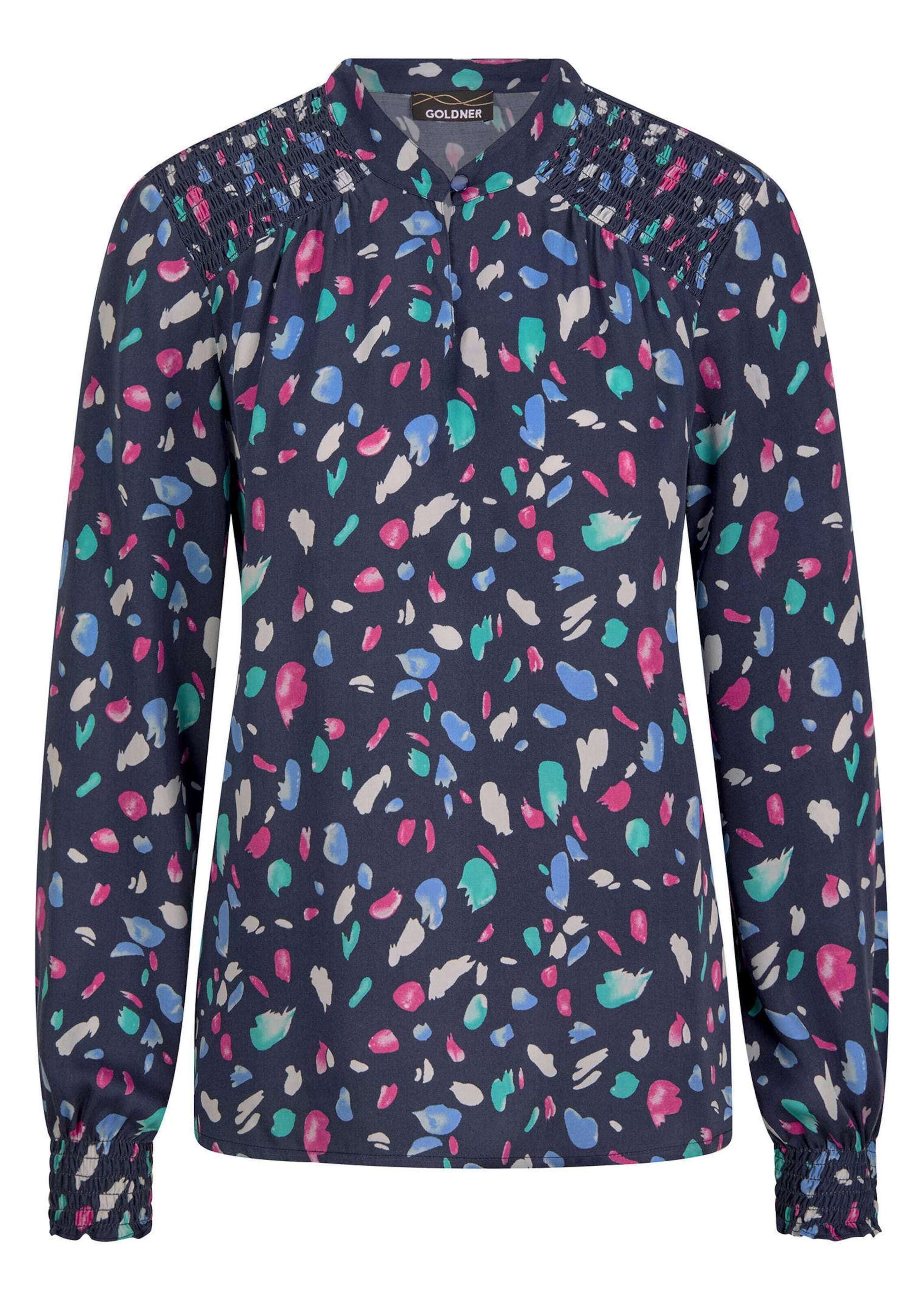 GOLDNER Klassische Bluse "Kurzgröße Elegante Satinbluse mit Smok-Details" S günstig online kaufen