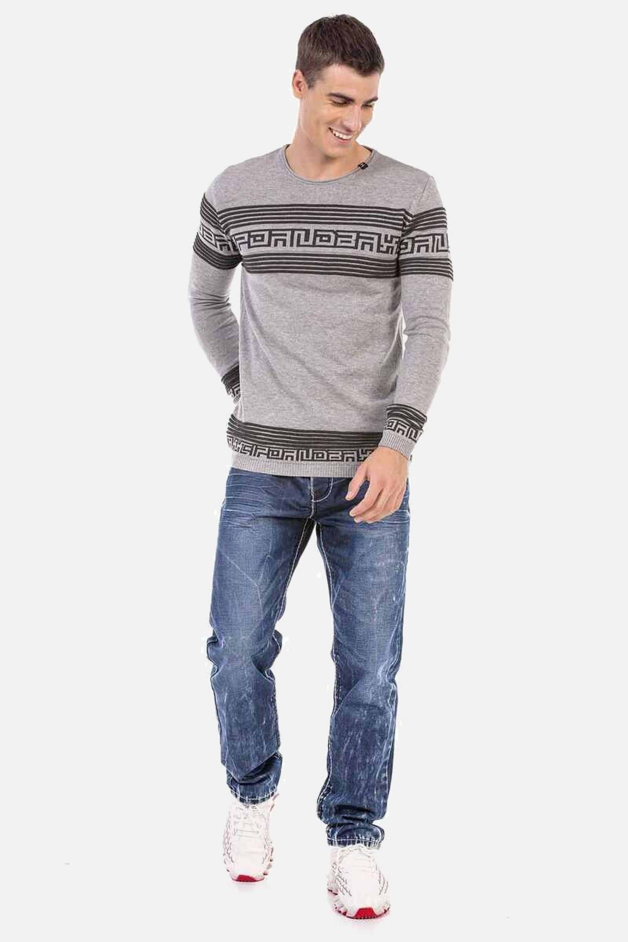 Cipo & Baxx Rundhalspullover »Pullover«, in Streifenoptik, CP243