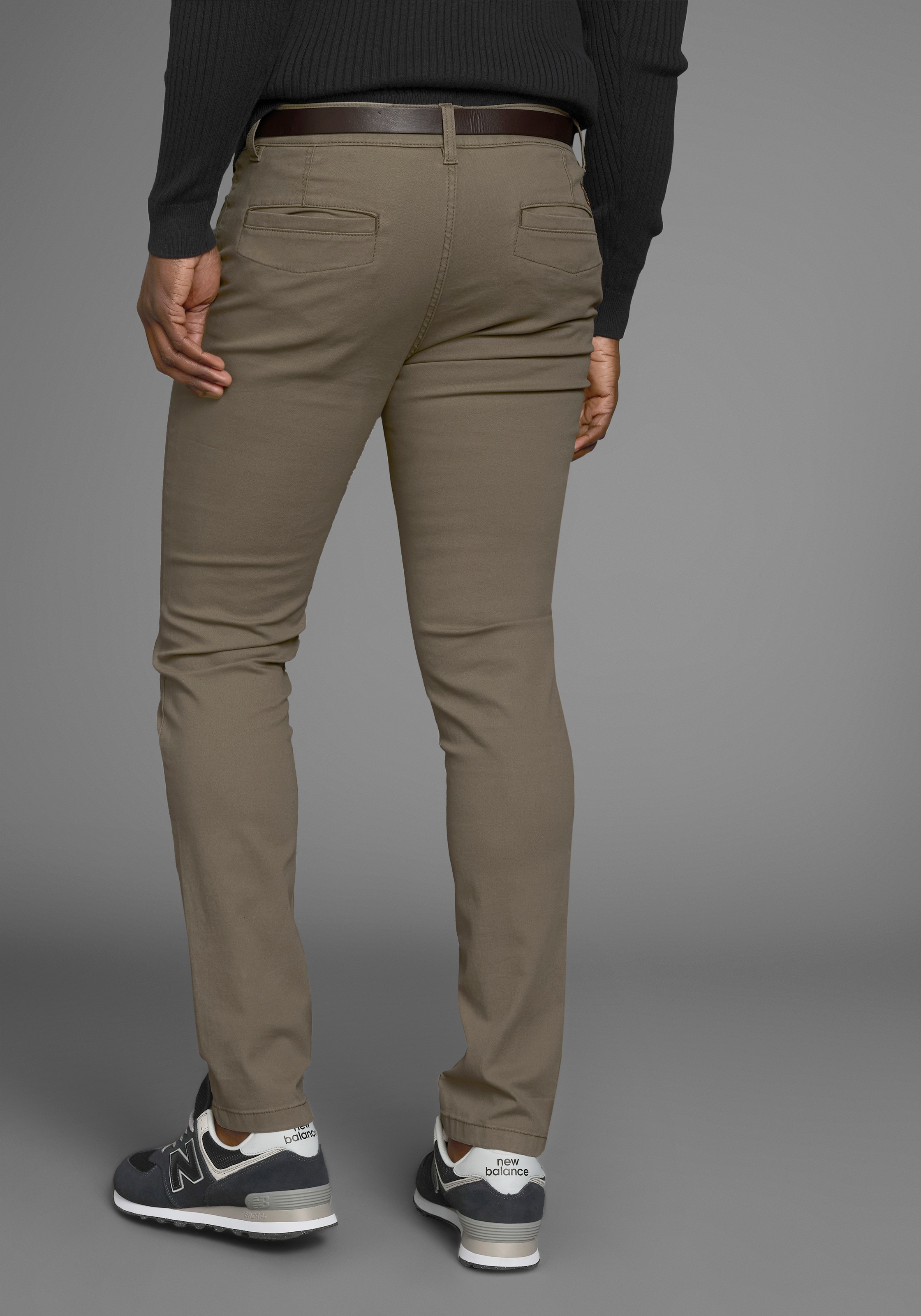 Chinohose BRUNO BANANI, Herren, Gr. 34, Länge 32, grün (khaki), Web, Obermaterial: 98% Baumwolle, 2% Elasthan, unifarben, regular fit lang, Hosen Chinohose 3