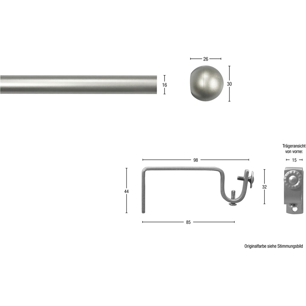 GARESA Gardinenstange »BOLTI mit offenem Träger«, 1 läufig-läufig, Wunschmaßlänge