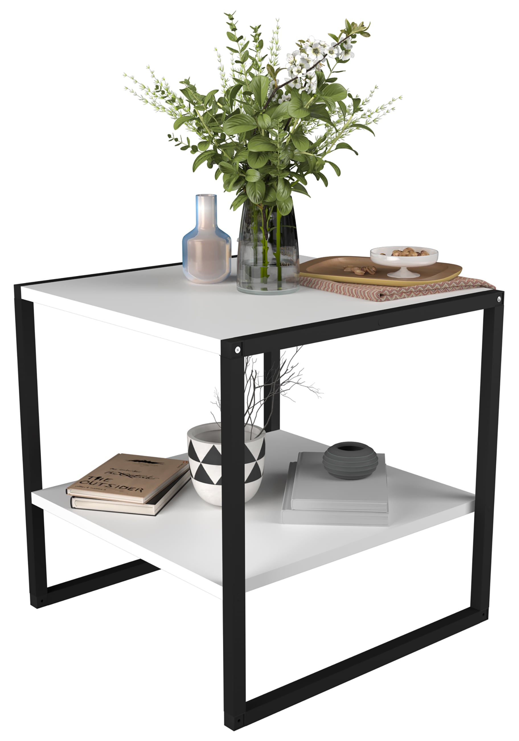 Couchtisch VCM "Quadratischer Sofatisch Couchtisch Insasi M", weiß, B:50cm T:50cm, Tische, Couchtisch