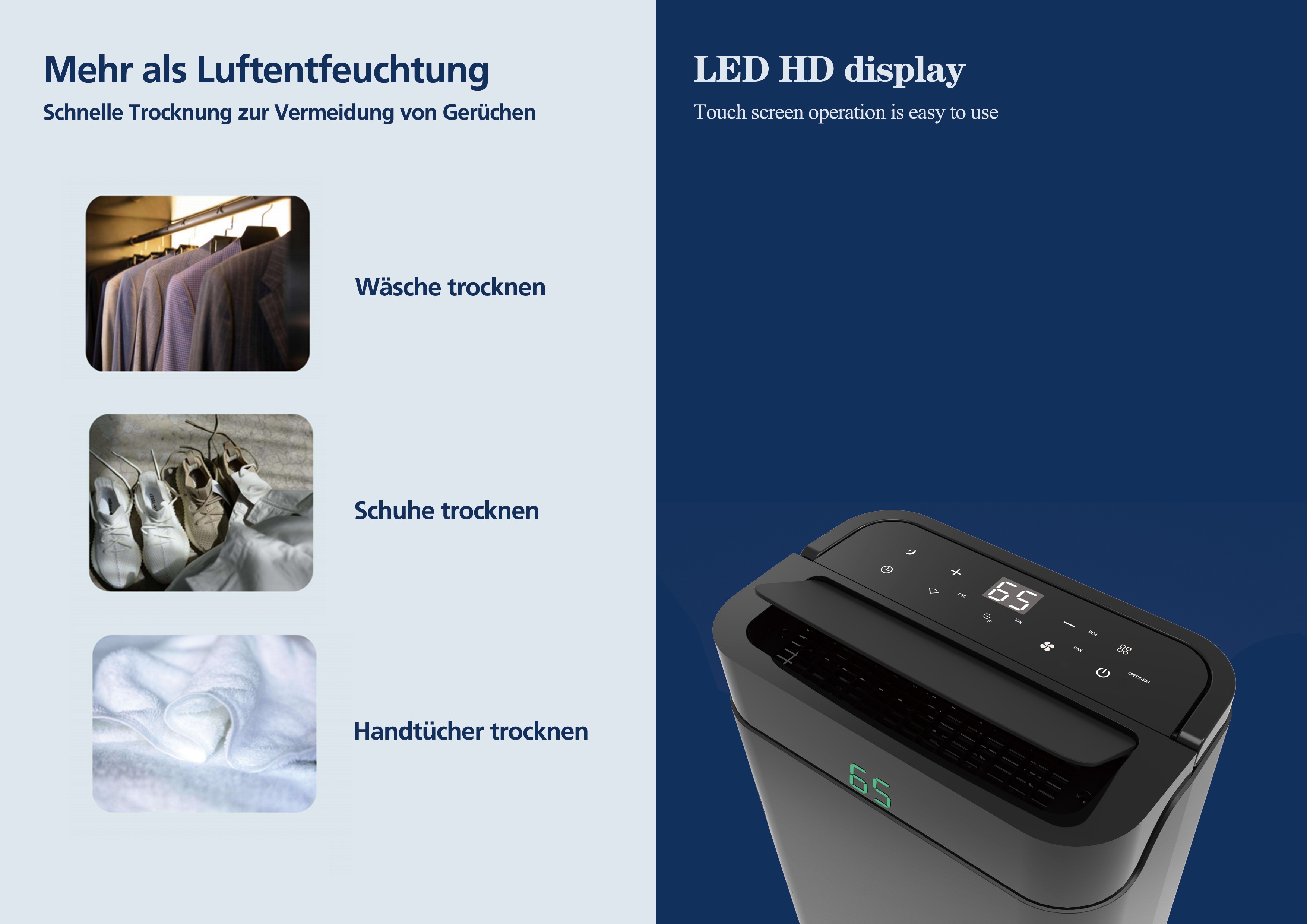 Thumbnail - Hanseatic Luftentfeuchter "Hanseatic 20L, 2in1 Entfeuchtung & Luftreinigung" Entfeuchtung 20 l/Tag für Räume bis 40m², 5...