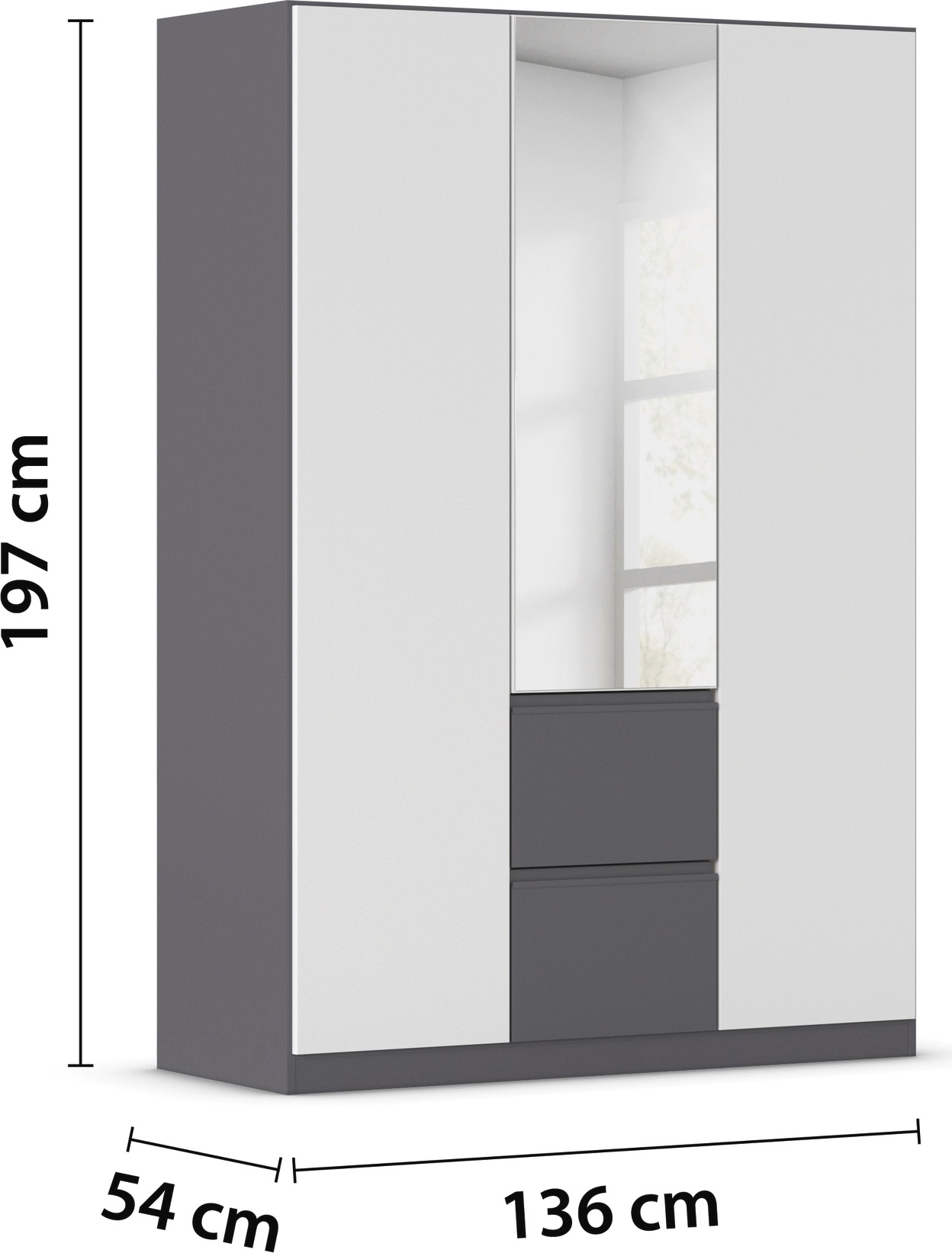 rauch Drehtürenschrank »Kleiderschrank Schrank Garderobe Wäscheschrank BRISTOL in 2 Breiten«, grifflose Front mit Push-to-Open Funktion in 2 Breiten MADE IN GERMANY