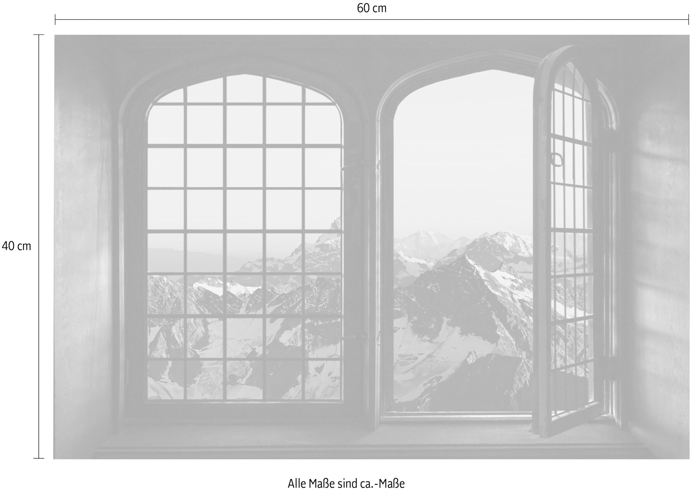 queence Wandsticker »Berge«, Wandsticker, Wandbild, selbstklebend, 3D, Fenster