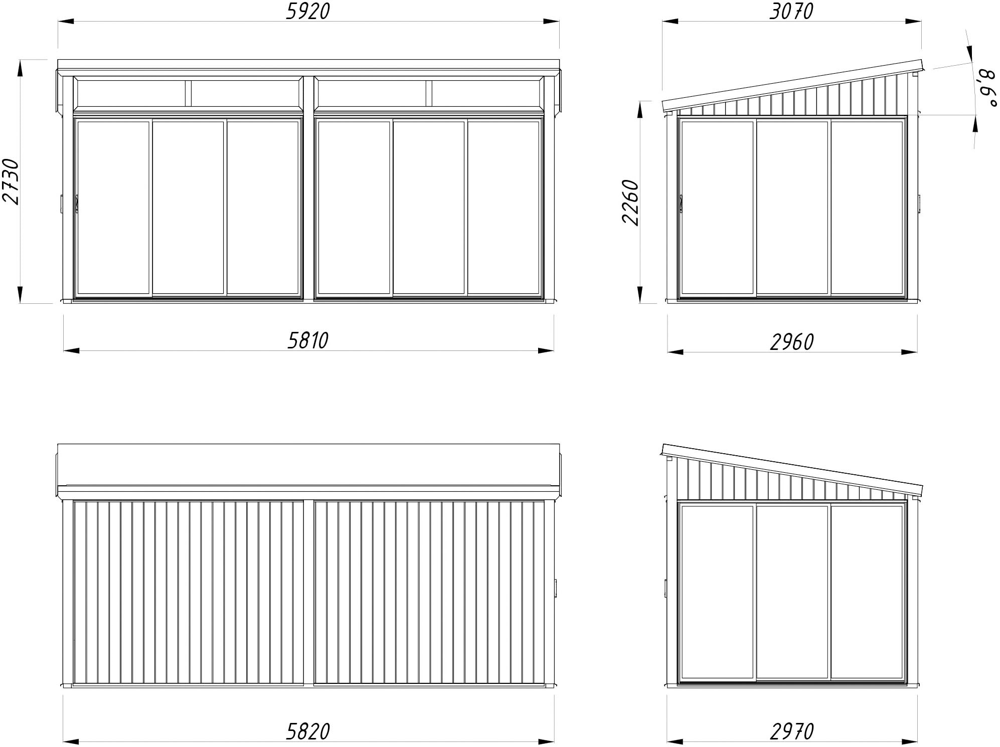 Palmako Holzpavillon »Saga 16,2 m² Slide Plus« BxTxH: 592x307x273 cm