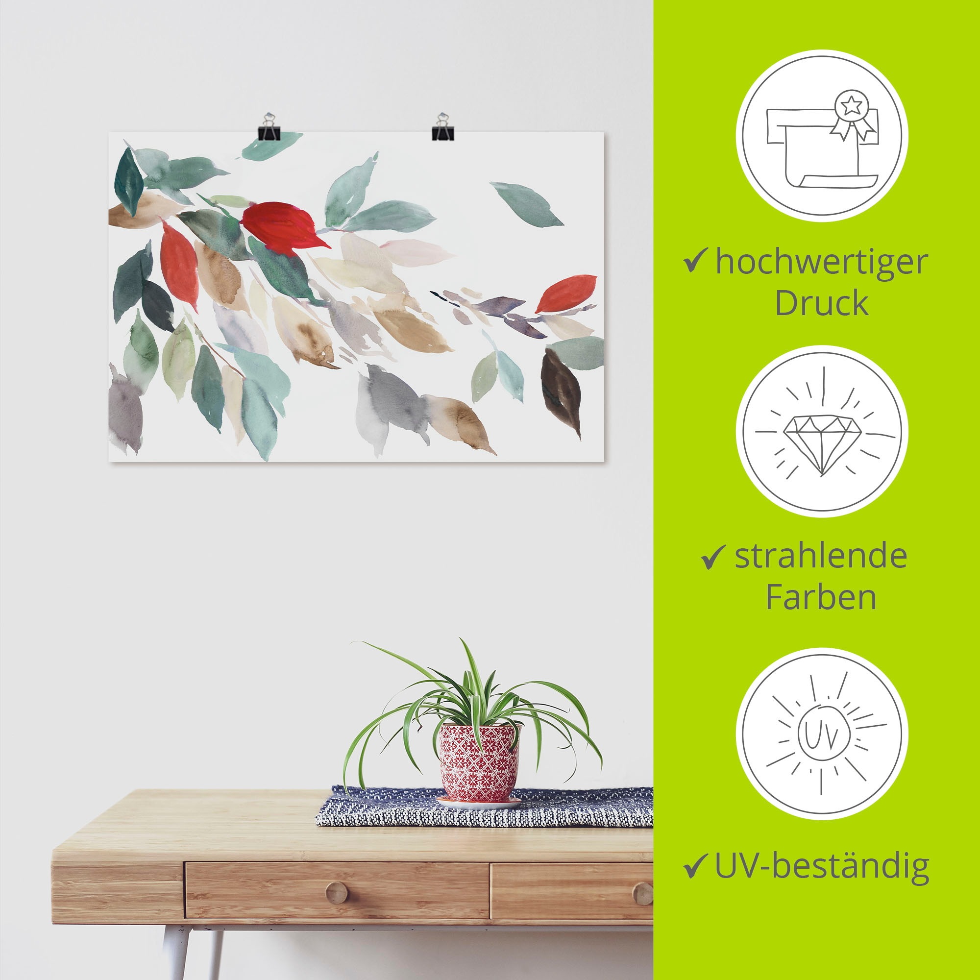 Artland Wandbild »Herbstfarbene Blätter III«, Blätterbilder, (1 St.), als Leinwandbild, Poster in verschied. Größen