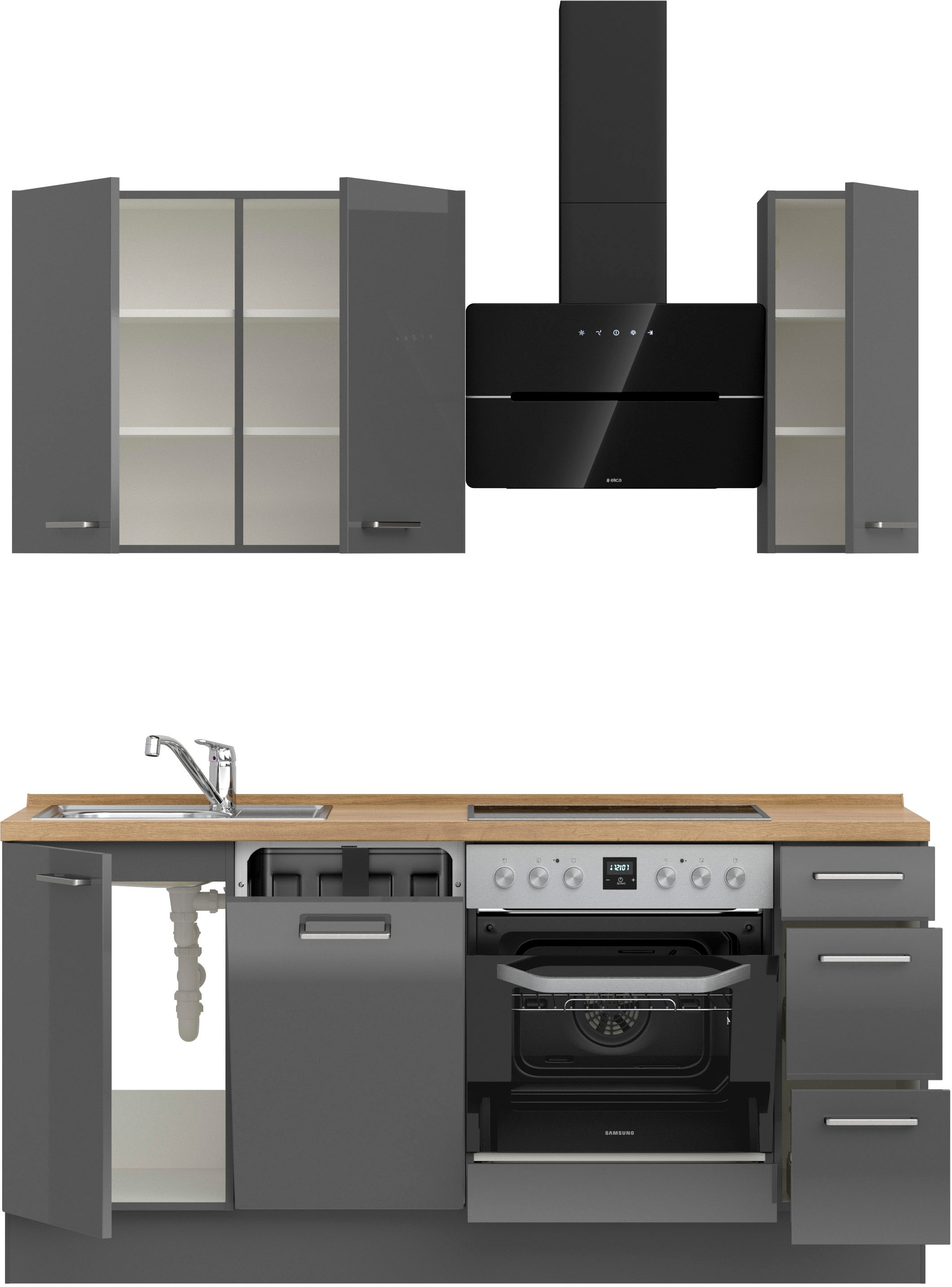 nobilia® Küchenzeile »"Flash II"«, vormontiert, Ausrichtung wählbar, Breite 180 cm, wahlw. mit E-Geräten