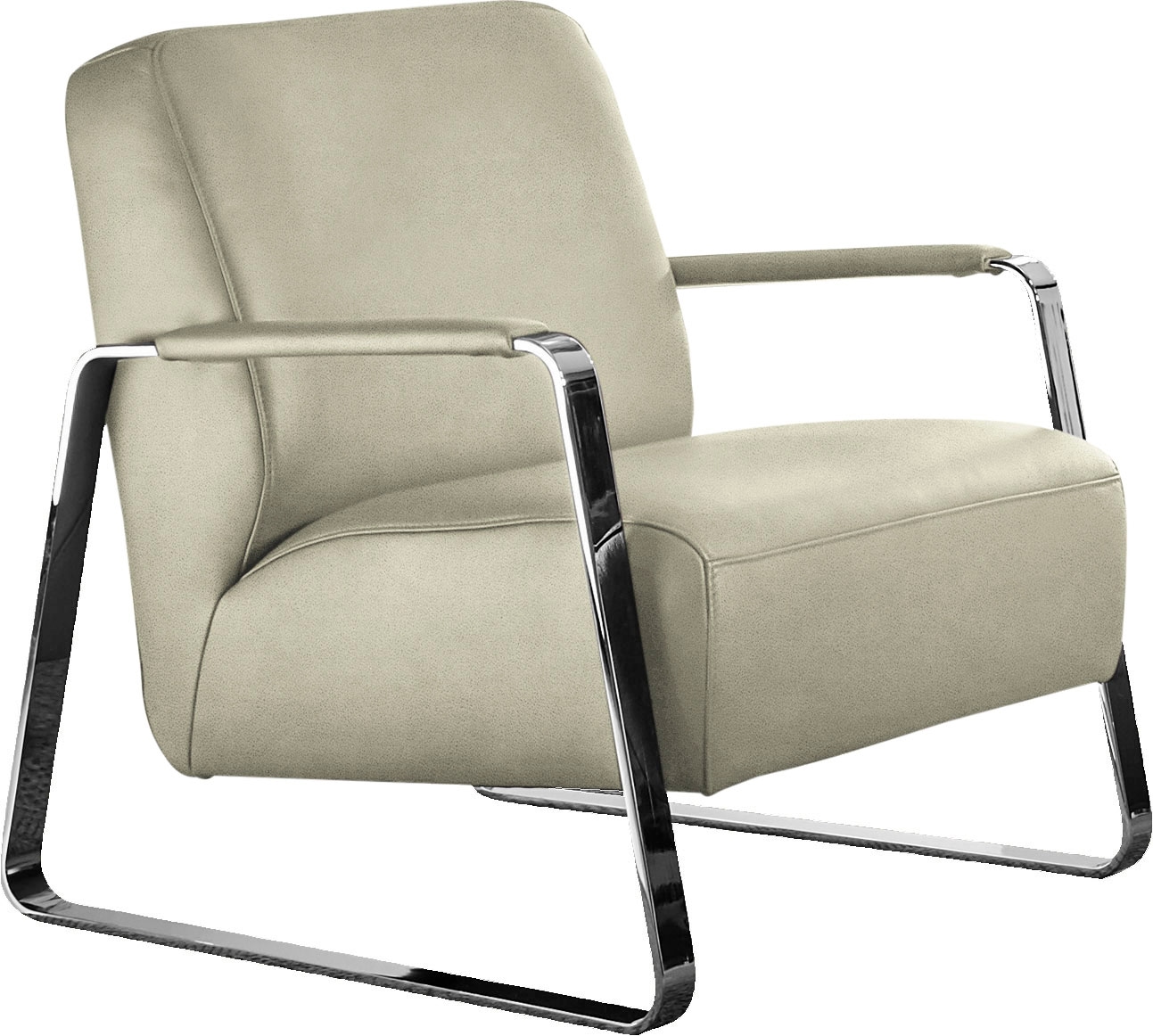 W.SCHILLIG Cocktailsessel »quadroo Designsessel, Loungesessel«, mit bezogenen Armlehnen, Gestell in Chrom glänzend