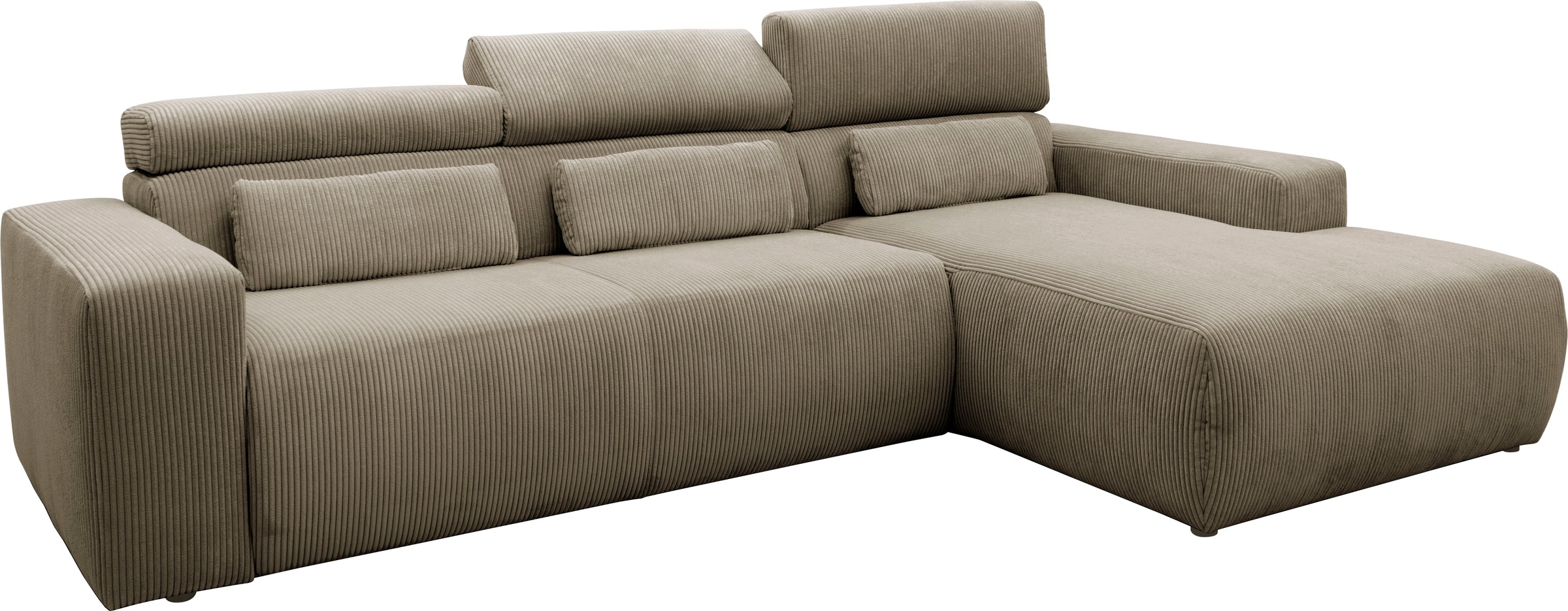DOMO collection Ecksofa »Brandon große Ausführung B/T/H: 289/177/80 cm, auch in Leder und Cord«, mit Kopfteilverstellung, wahlweise Sitztiefenverstellung, L-Form
