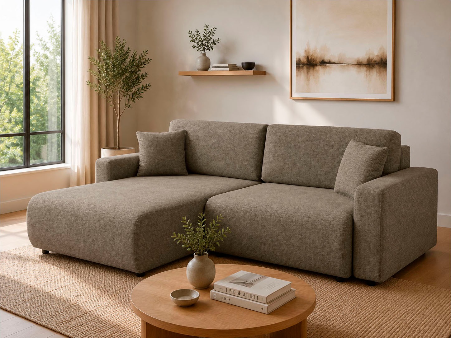 OTTO home Ecksofa "TILLIE L-Form, 229 cm - OTTO. Verlässliche Qualität." Schlaffunktion (132/194), Bettkasten, Struktur-Bezug