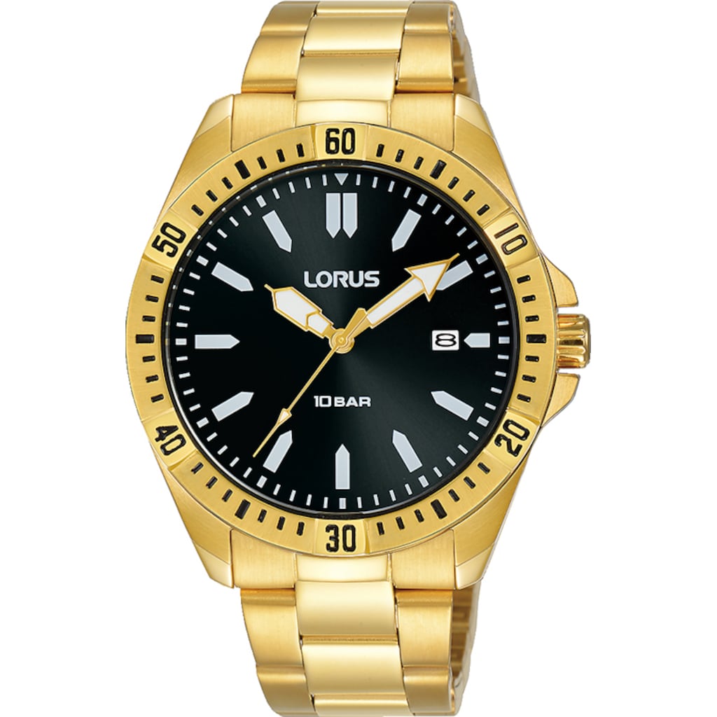 LORUS Quarzuhr »Lorus Sports HAU gold, RH918NX9«, Armbanduhr, Herrenuhr, Datum