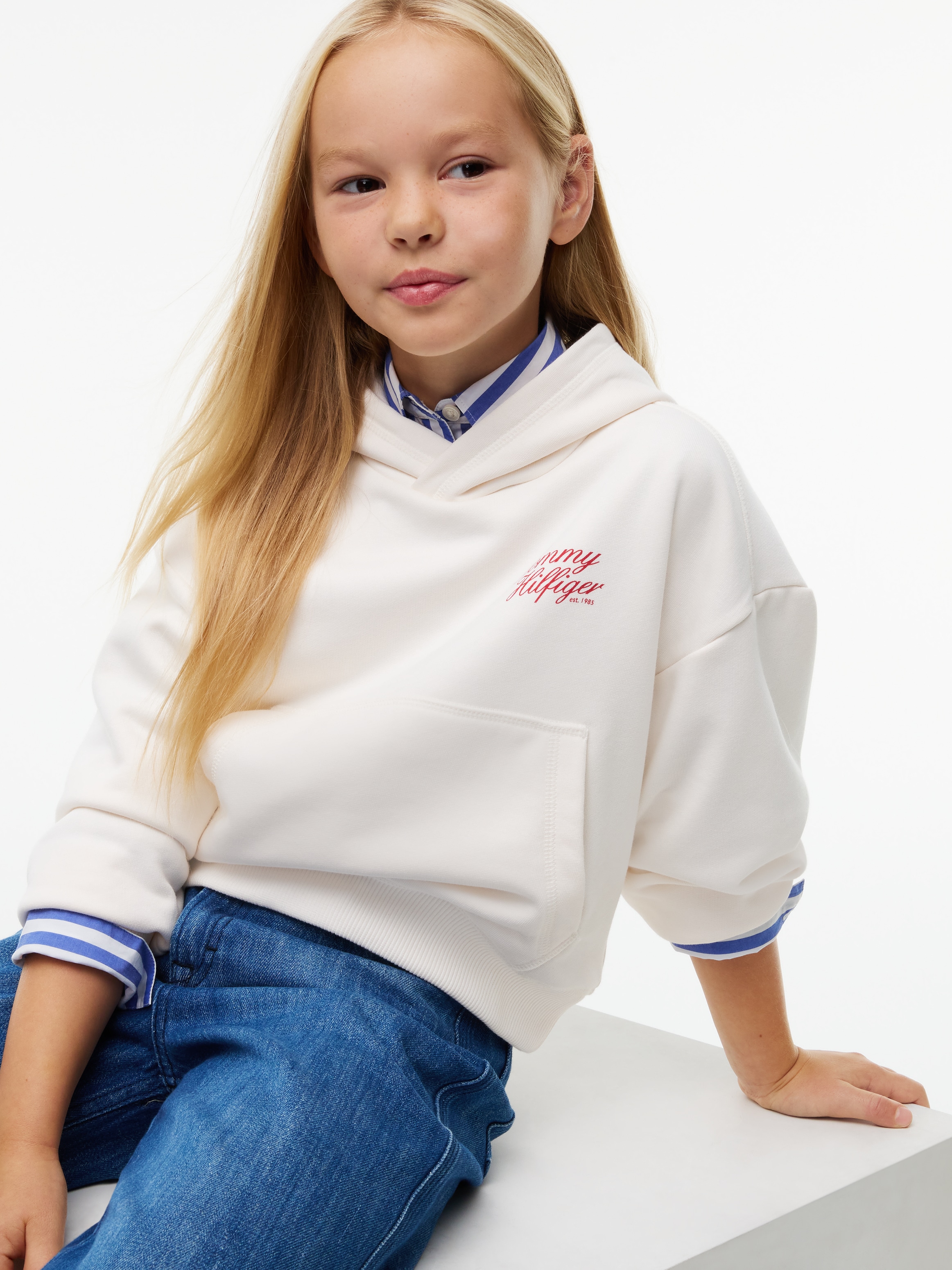 Tommy Hilfiger Kapuzensweatshirt "TOMMY SCRIPT HOODIE", Regular Fit, Baumwoll-Mix, Kinder bis 16 Jahre