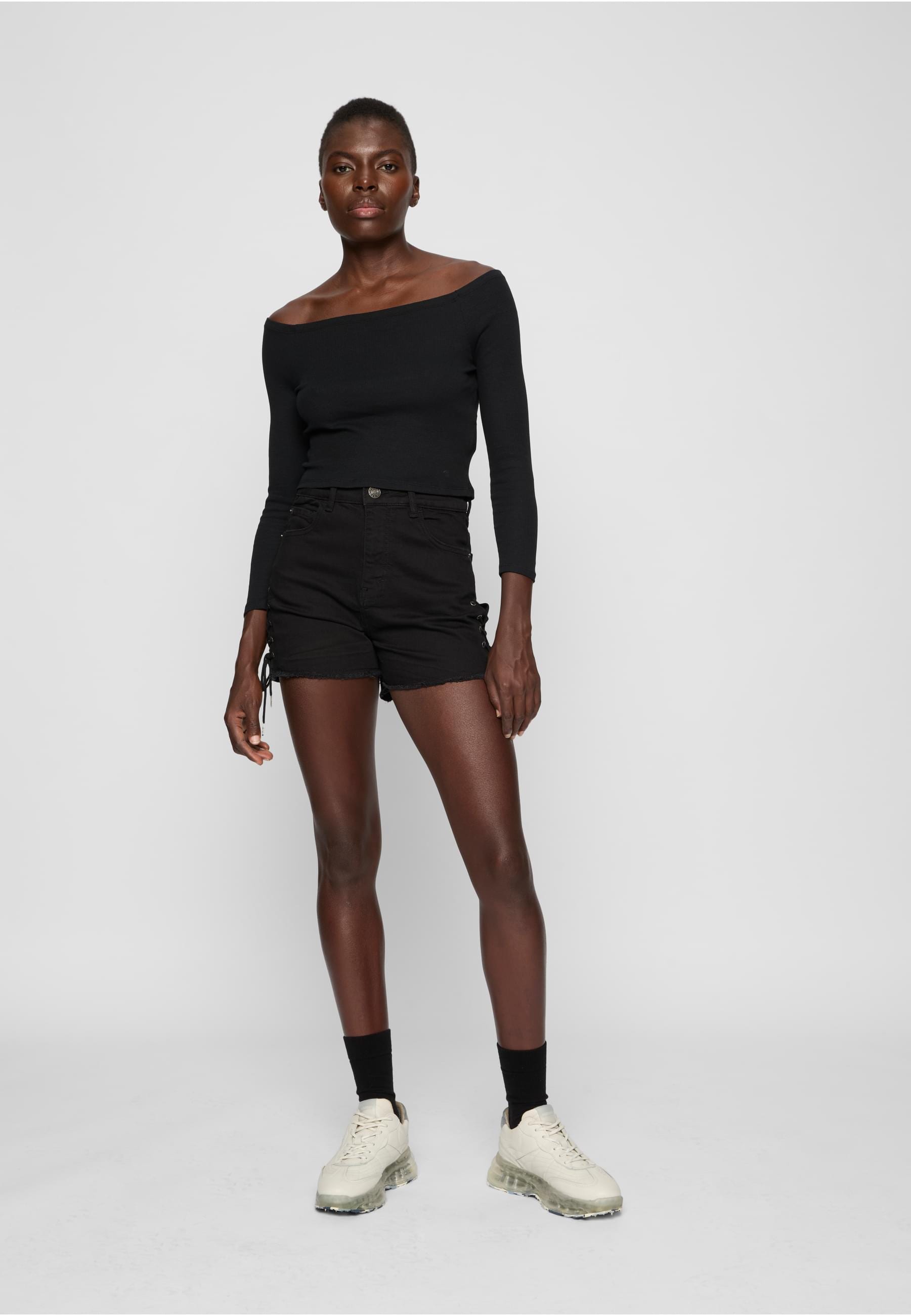 URBAN CLASSICS Langarmshirt »Urban Classics Damen Ladies Off Shoulder Rib Longsleeve«, (1 tlg.)