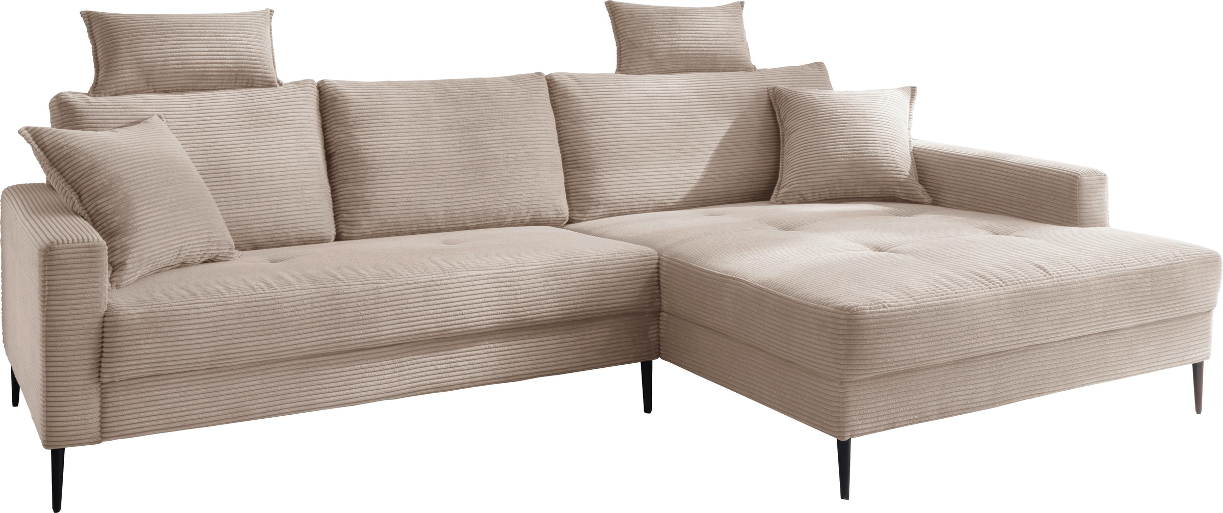 Trends by HG Ecksofa "Summer L-Form" in Cord-Stoff mit Metallfuß günstig online kaufen